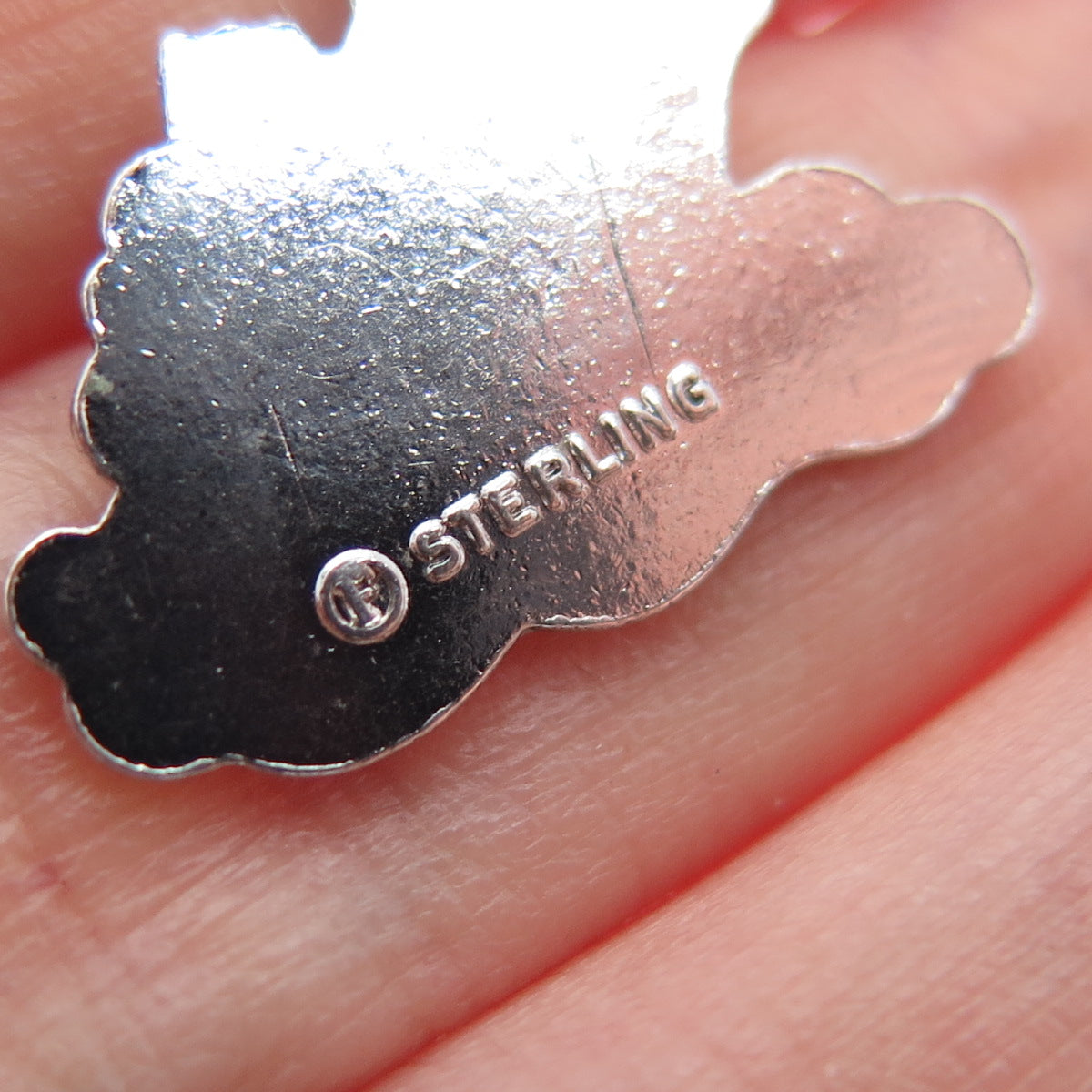 FRENCH & FRANKLIN 925 Sterling Vintage Enamel Santa Claus Sleigh Mini Pendant
