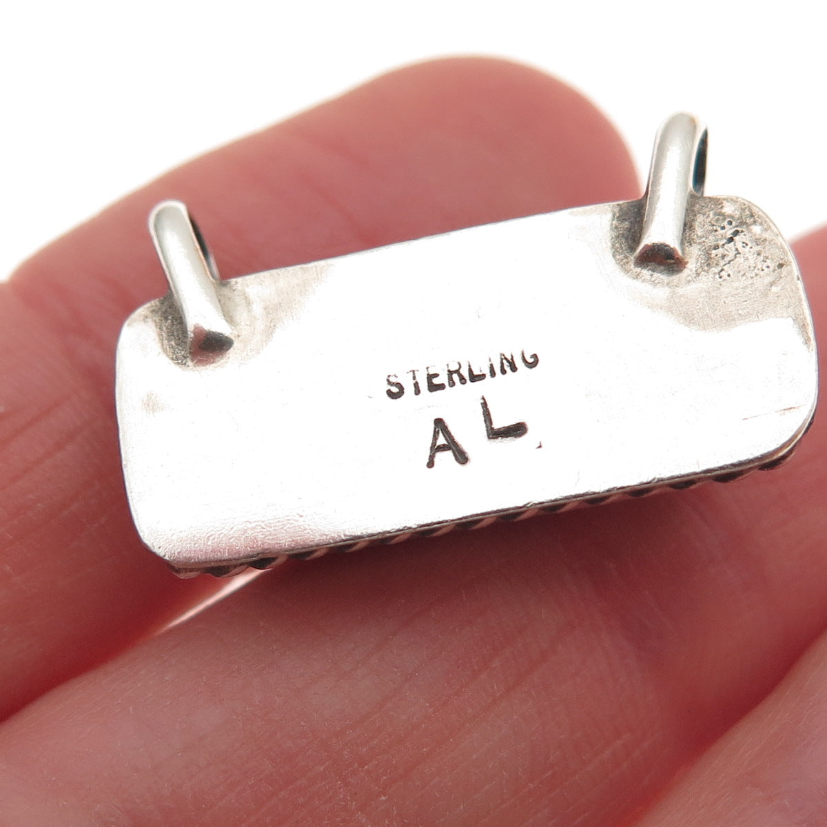 Augustine Largo Navajo Old Pawn Sterling Silver Vintage Turquoise Slide Pendant