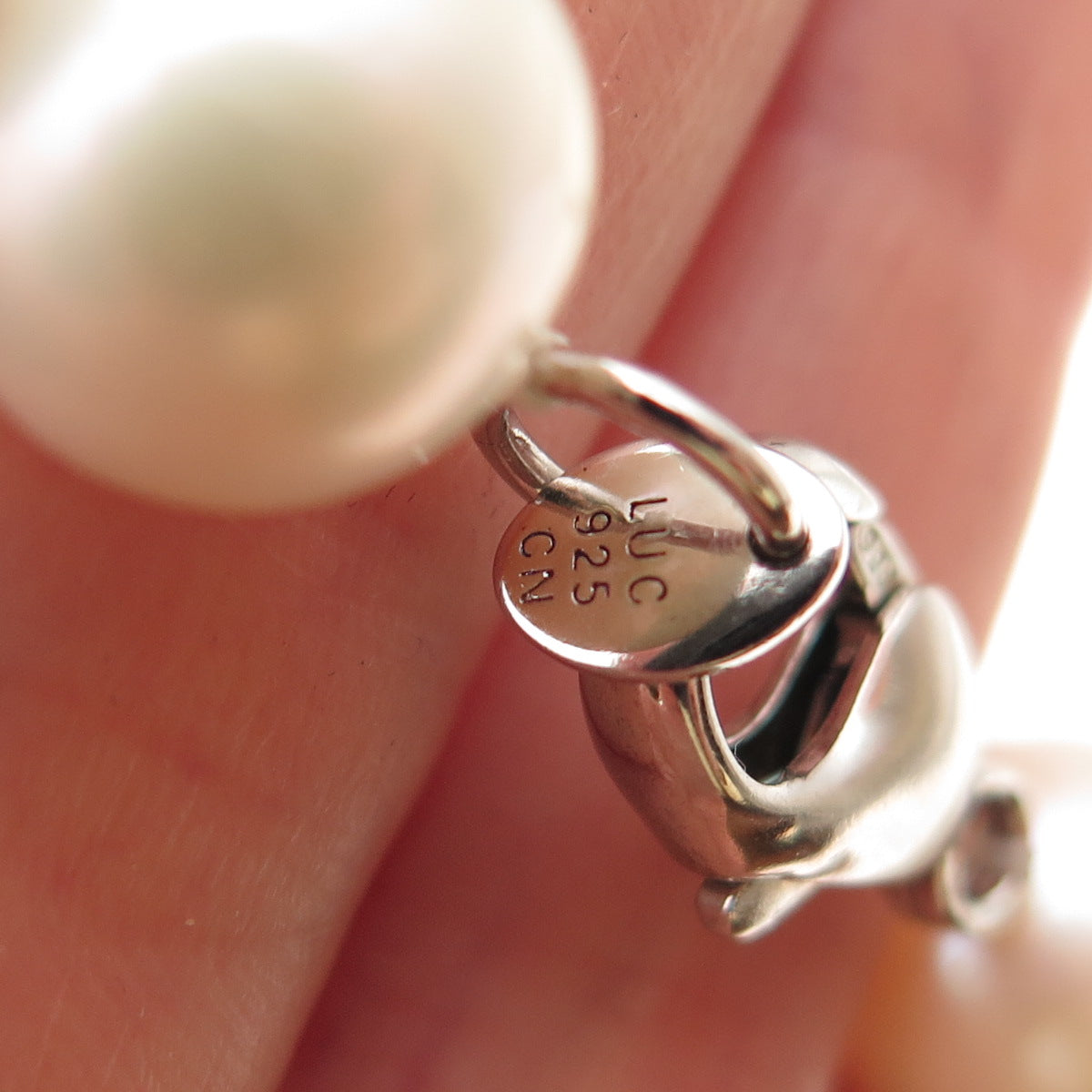 LUCAS LAMETH 925 Sterling Silver Vintage Real Pearl Beaded Necklace 24"