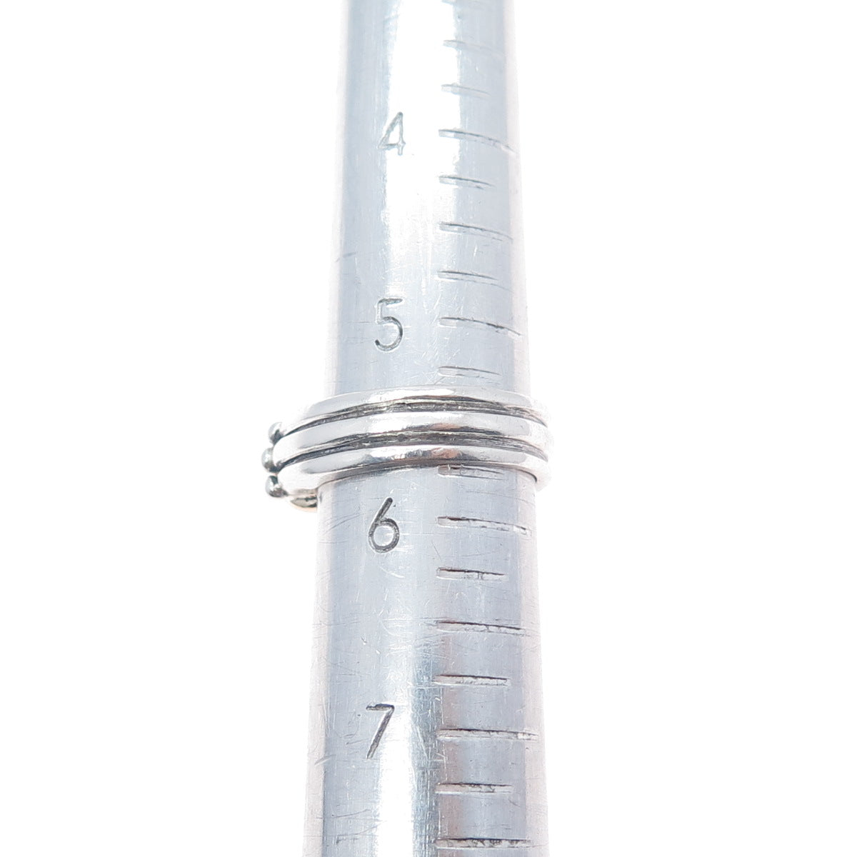 14K Gold 925 Sterling Silver Vintage Modernist Ribbed Oxidized Ring Size 5.75