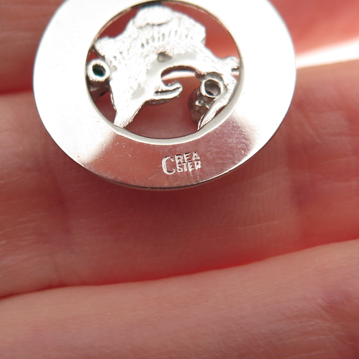 CREA 925 Sterling Silver Vintage Rhinestone Bermuda Swordfish Mini Charm Pendant