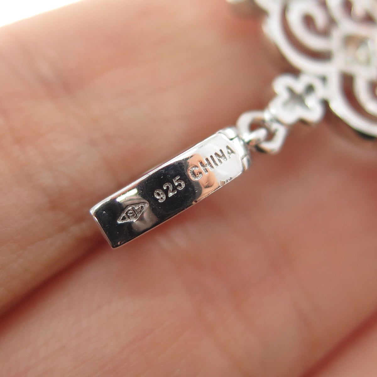 925 Sterling Silver Real Round-Cut Diamond Royal Crown Charm Pendant