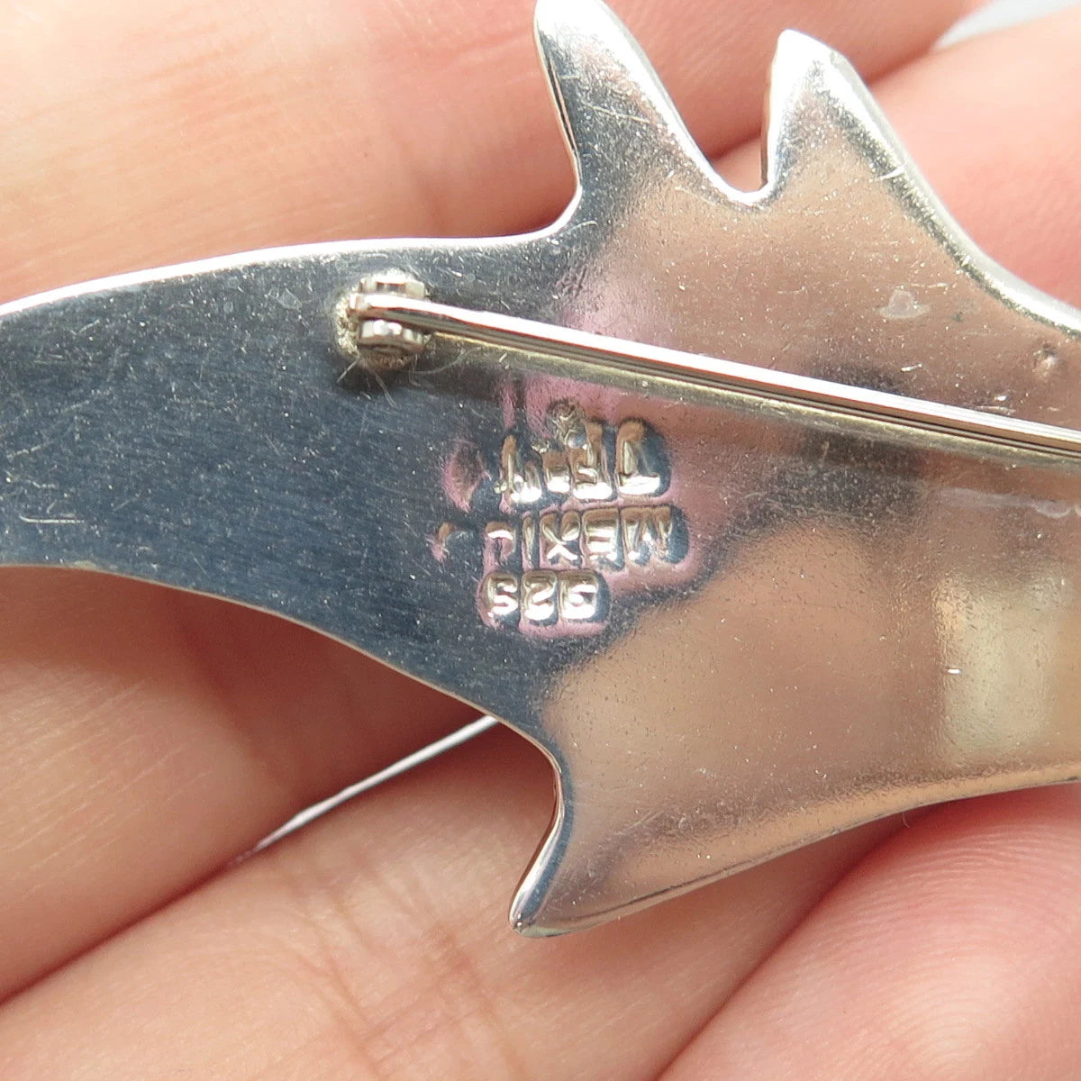 925 Sterling Silver Vintage Mexico Couple of Friendly Dolphin Pin Brooch