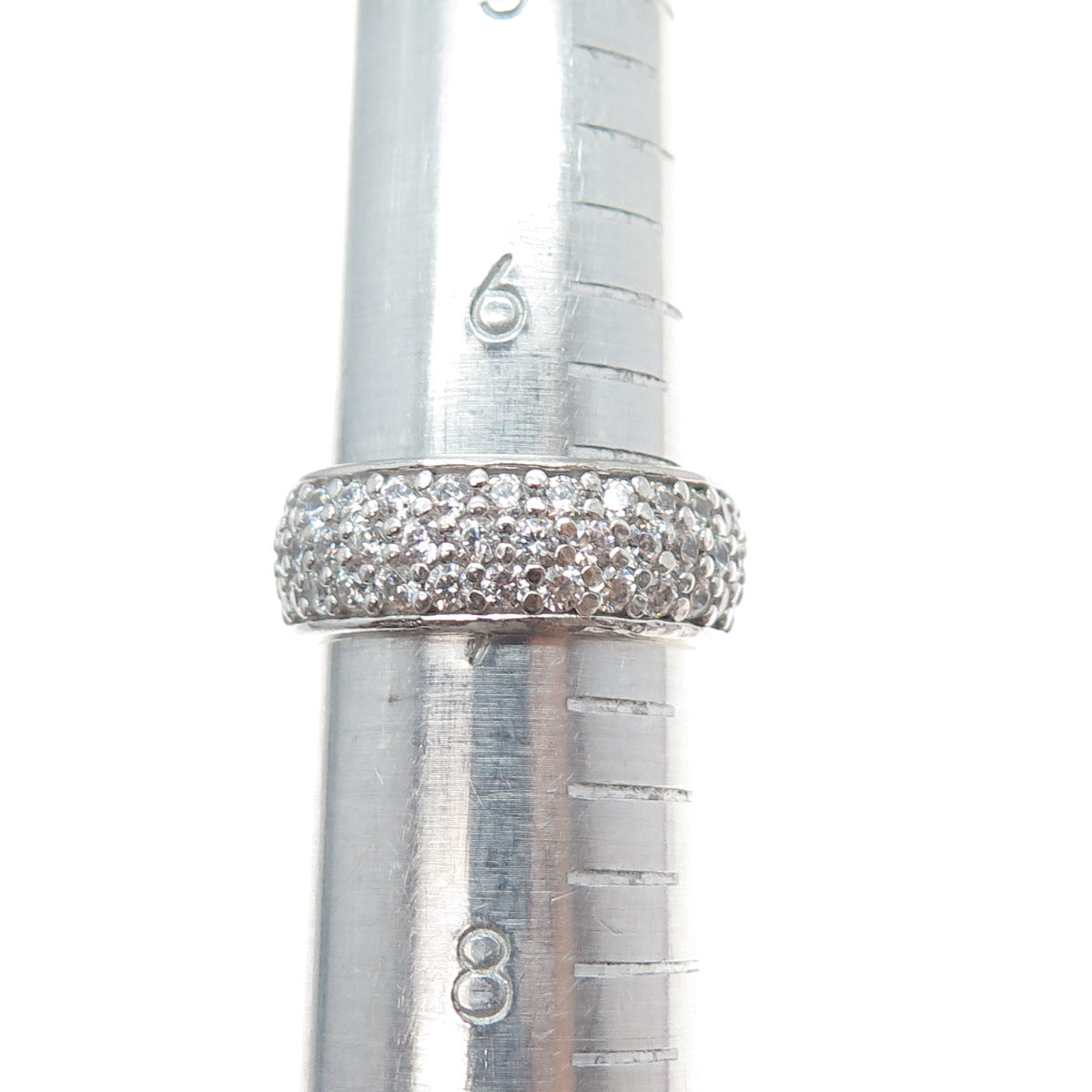 925 Sterling Silver Round-Cut C Z Sparkle Band Ring Size 7