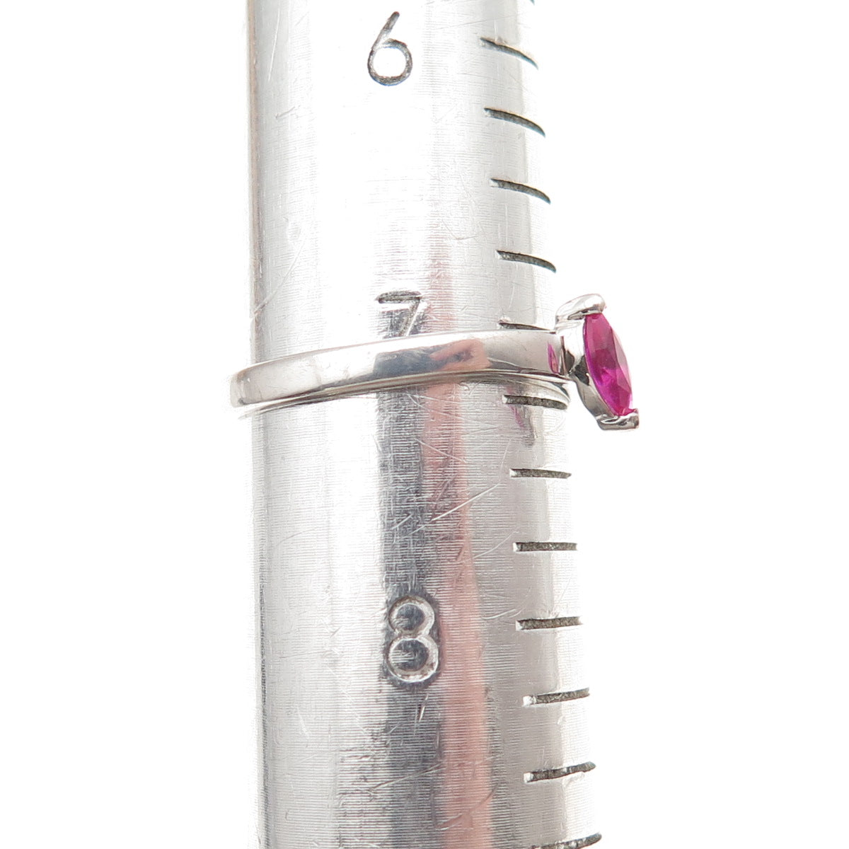 925 Sterling Silver Lab-Created Ruby & C Z Today Ring Size 7.25