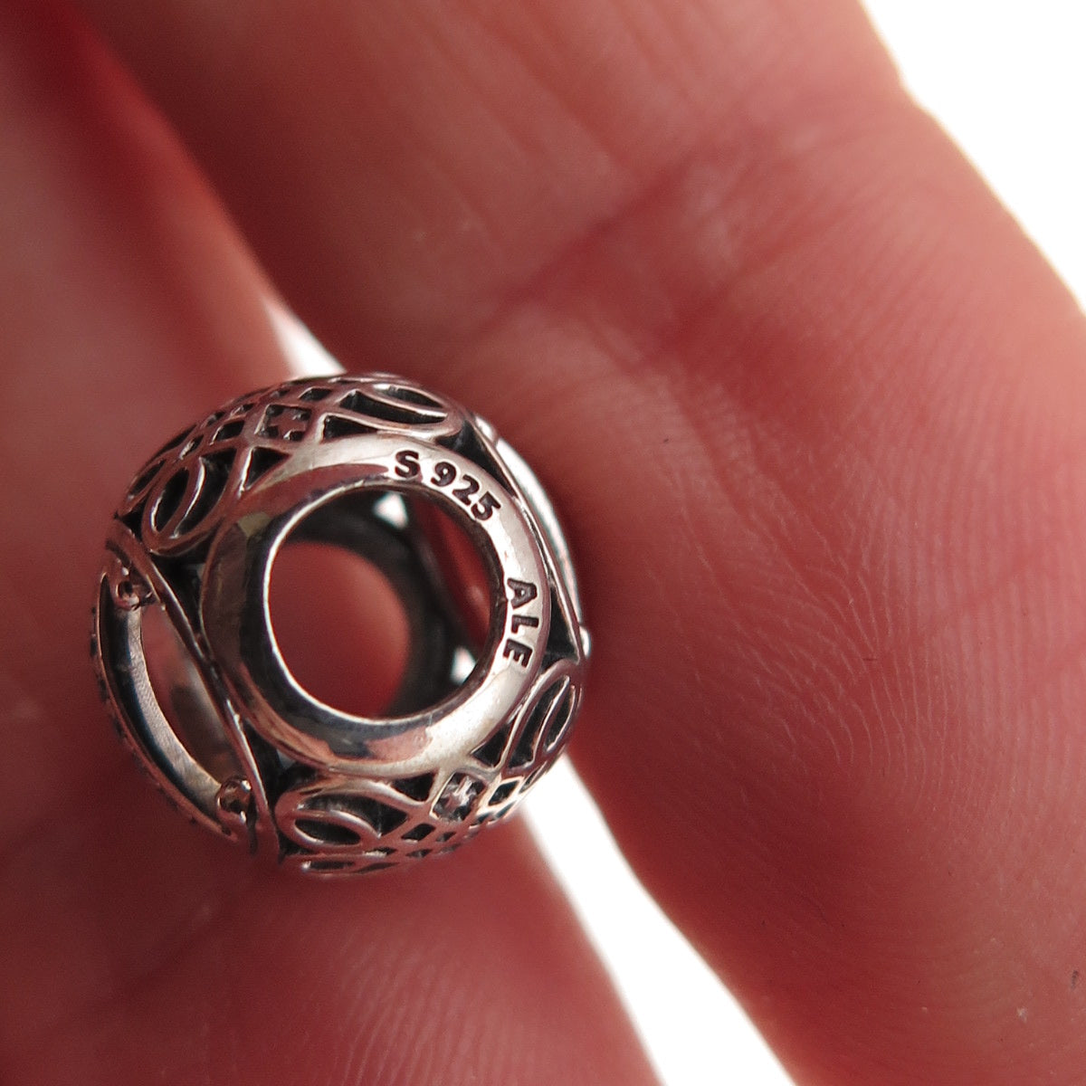 Pandora 925 Sterling Silver C Z Letter I Initial Slide Bead Charm