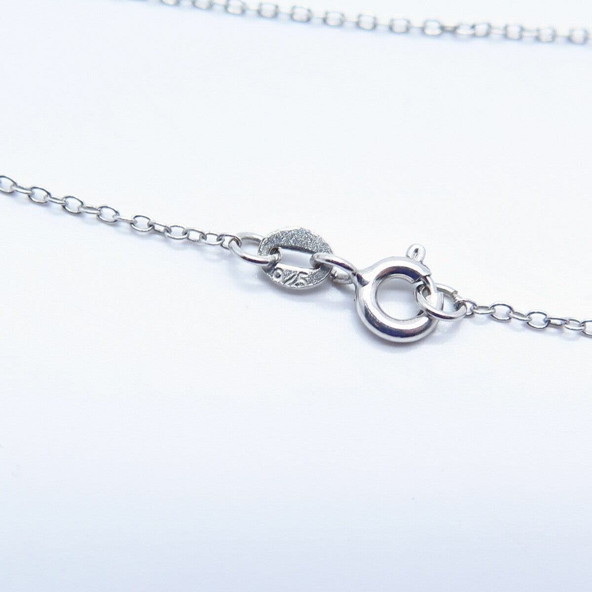 925 Sterling Silver Real White Diamond Oval Twisted Rolo Chain Necklace 16"