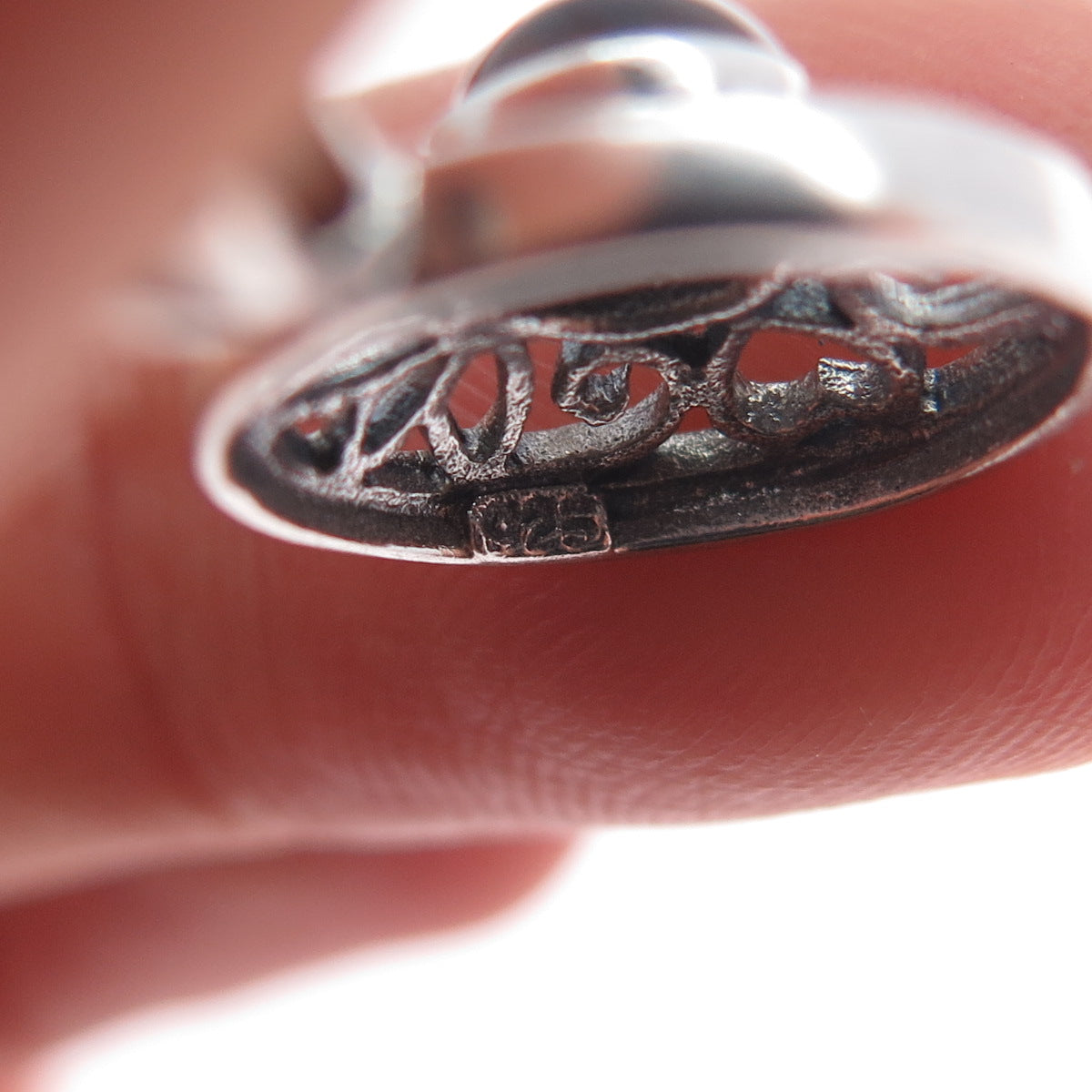 CHARLES WINSTON 925 Sterling Silver Vintage Real Tiger Eye Ornate Charm Pendant