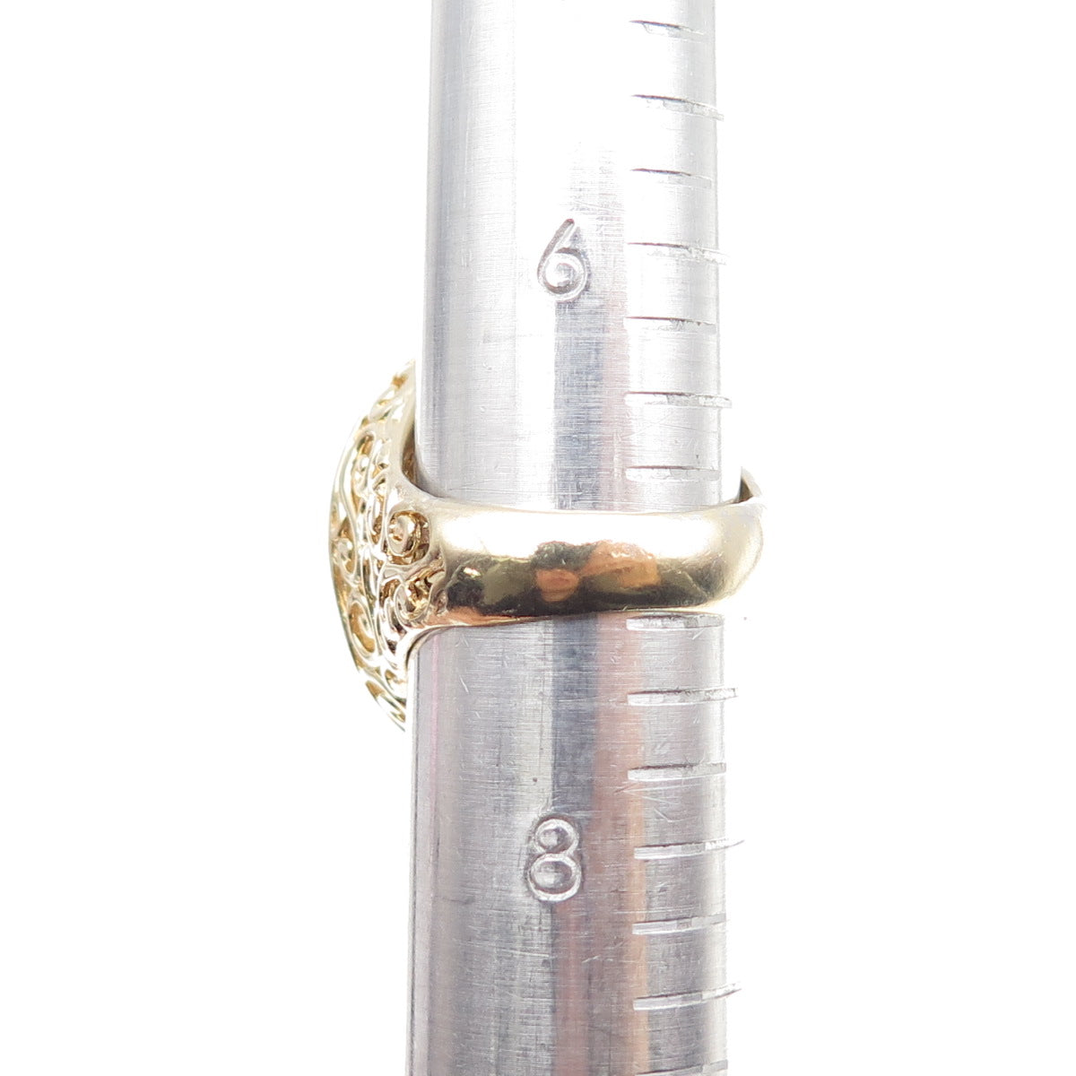 ROSS SIMONS 925 Sterling Silver Gold Plated Real Diamond Accent Ring Size 7.25