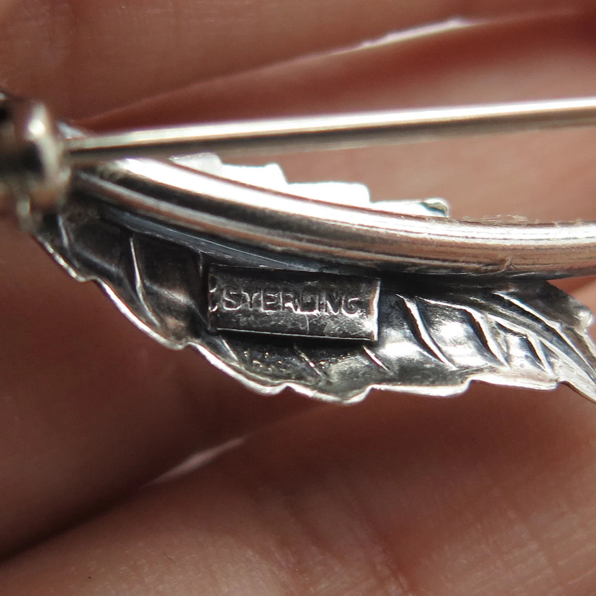 925 Sterling Silver Vintage Floral Leaf Pin Brooch