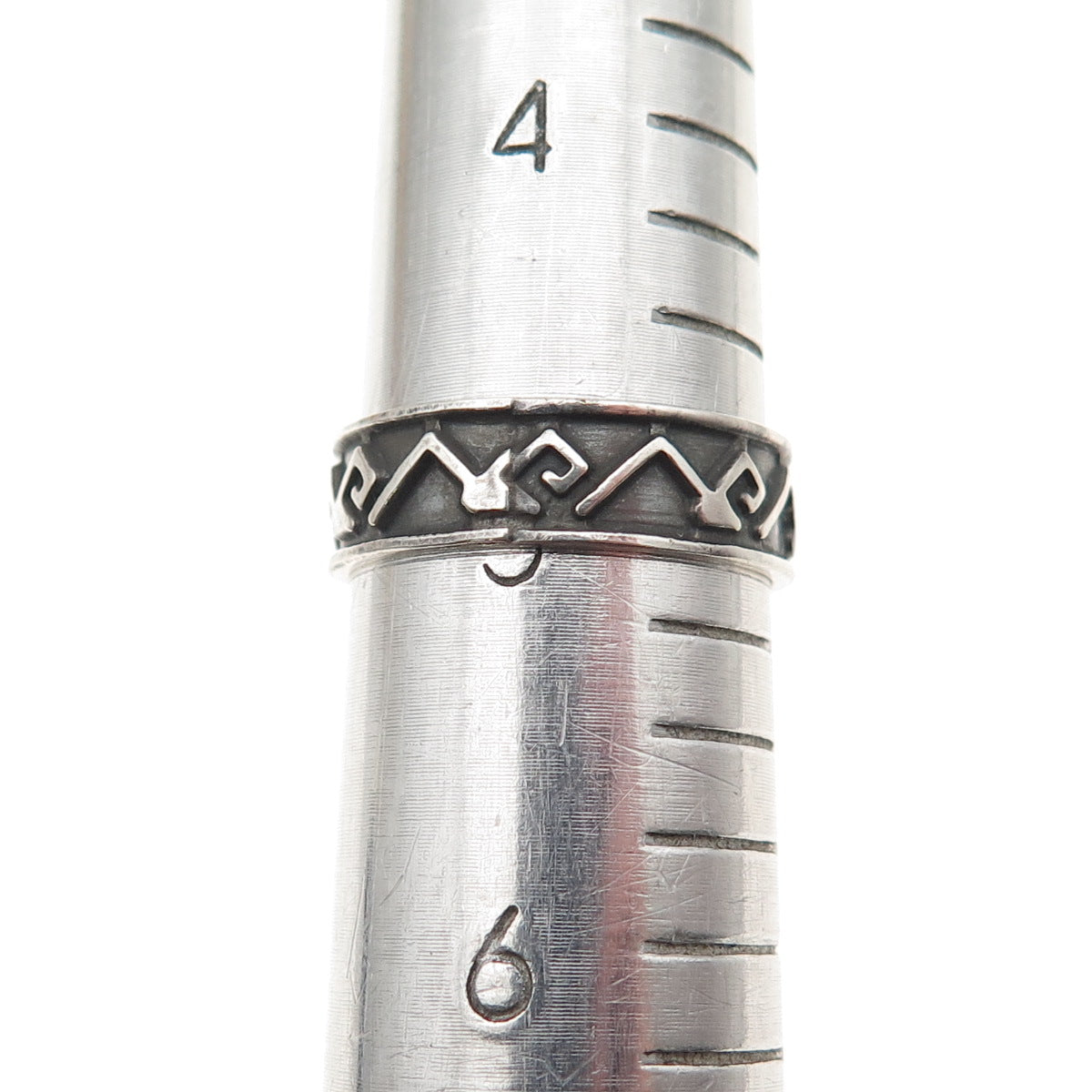 925 Sterling Silver Vintage Tribal Oxidized Band Ring Size 5
