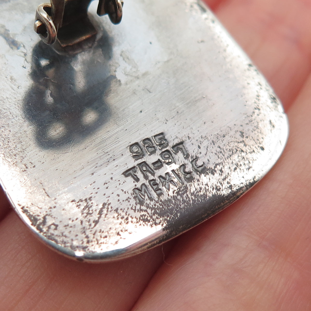 925 Sterling 2-Tone Vintage Mexico Modernist Spiral Oxidized Clip On Earrings