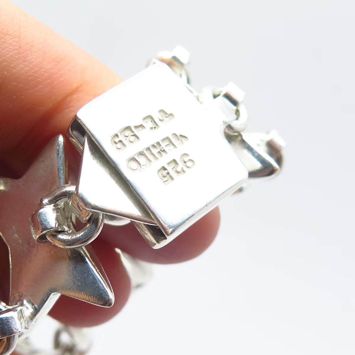 925 Sterling Silver Vintage Mexico Wide Cross Link Bracelet 7.5"