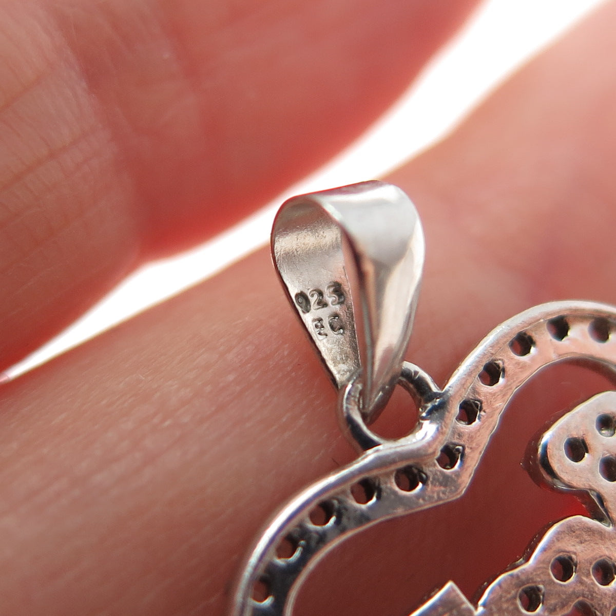 925 Sterling Silver Round-Cut C Z I Love You Heart Minimalist Charm Pendant