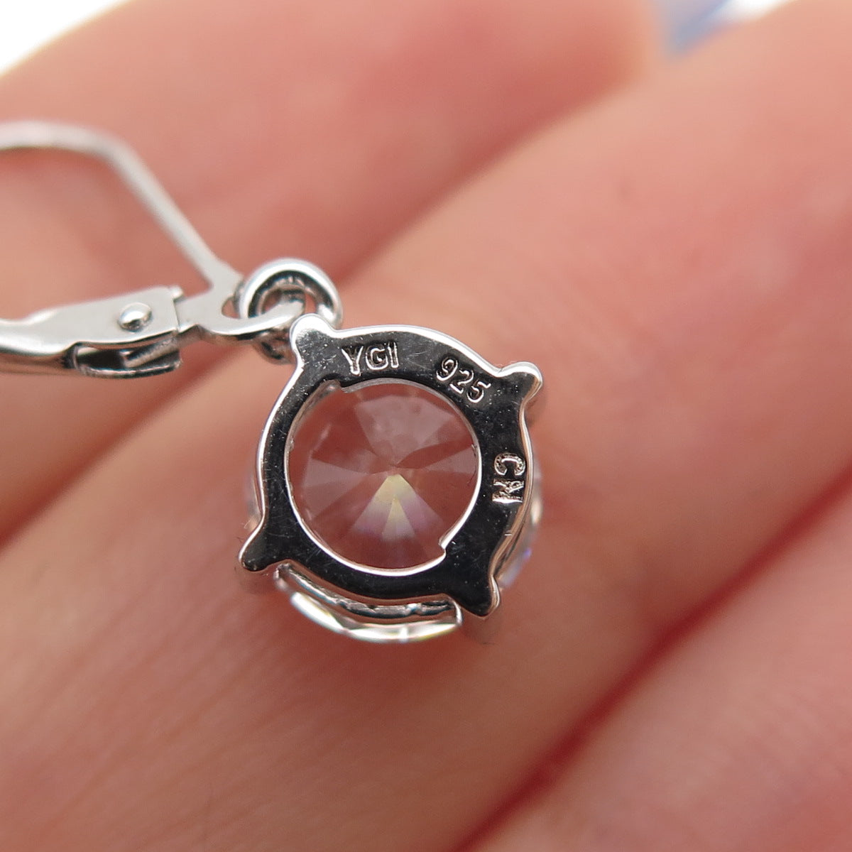 925 Sterling Silver Round-Cut C Z Dangle Earrings