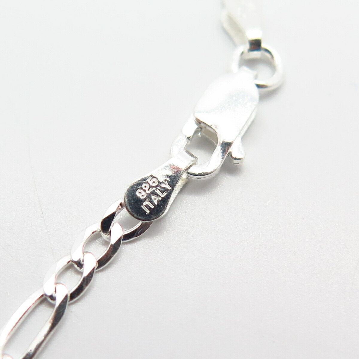 925 Sterling Silver Italy Figaro Chain Necklace 24"