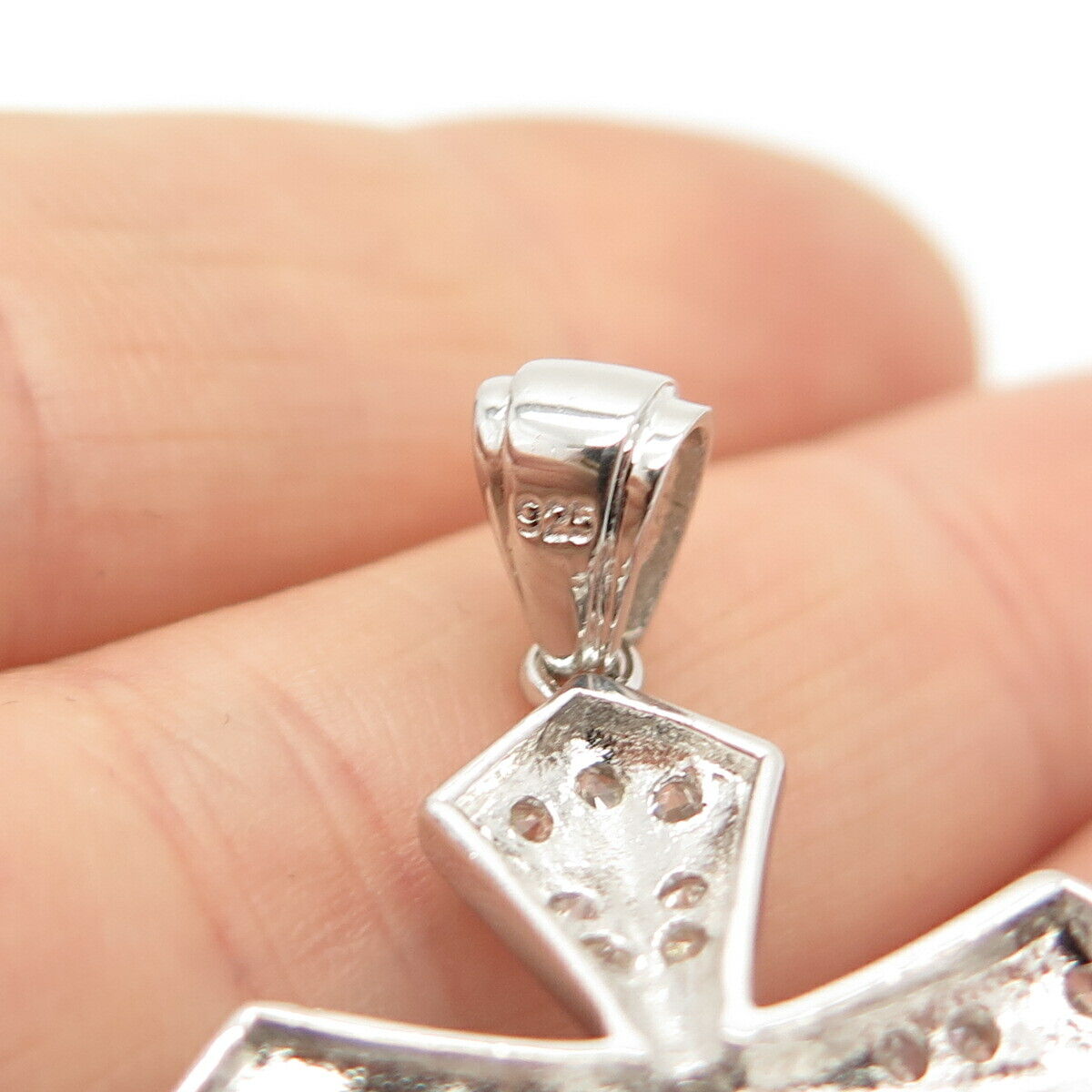 925 Sterling Silver C Z Cross Religious Pendant