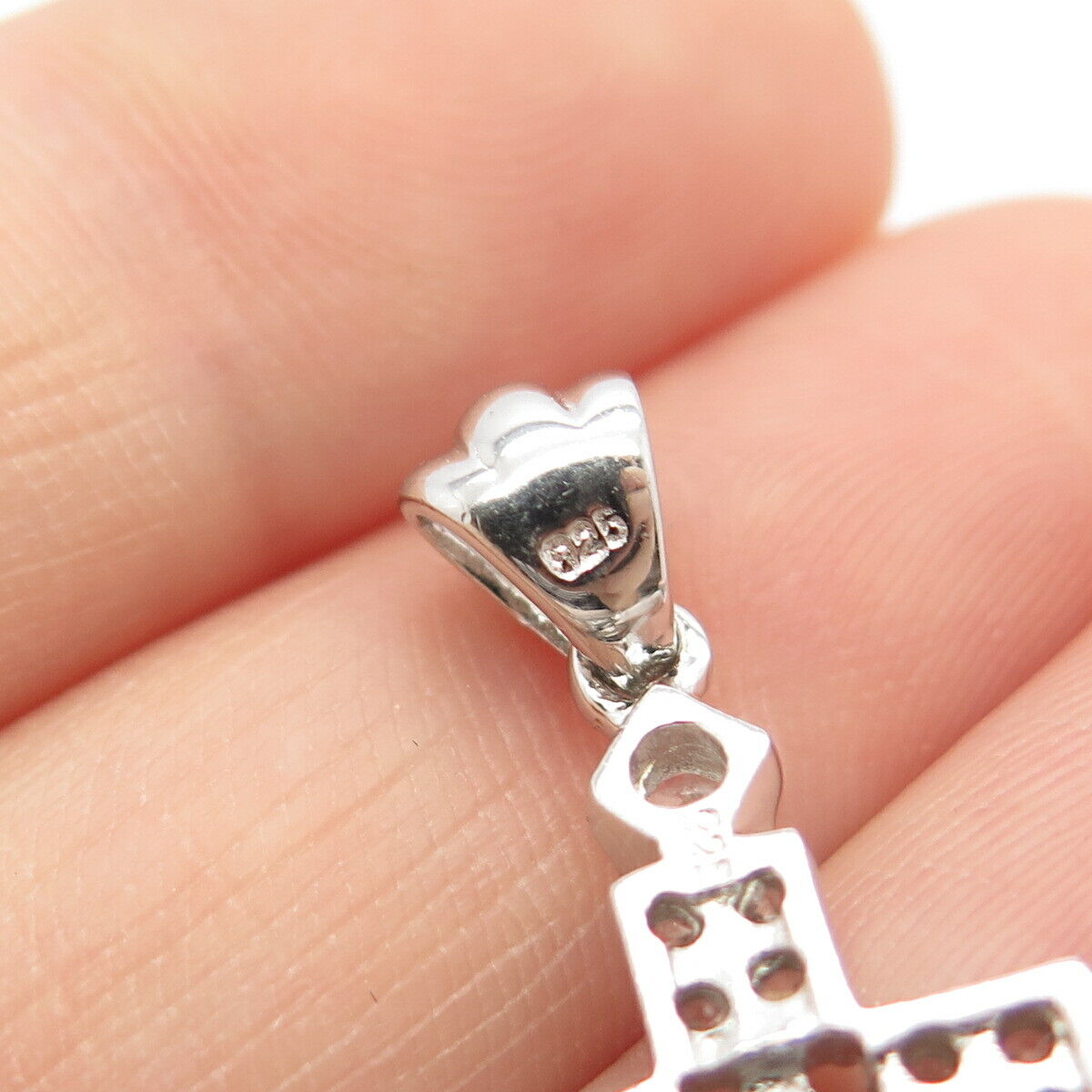 925 Sterling Silver C Z Cross Religious Pendant