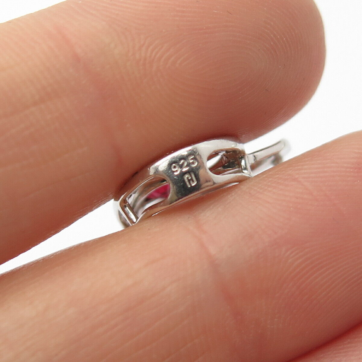 925 Sterling Silver Lab-Created Sapphire Gem Open Heart Slide Pendant