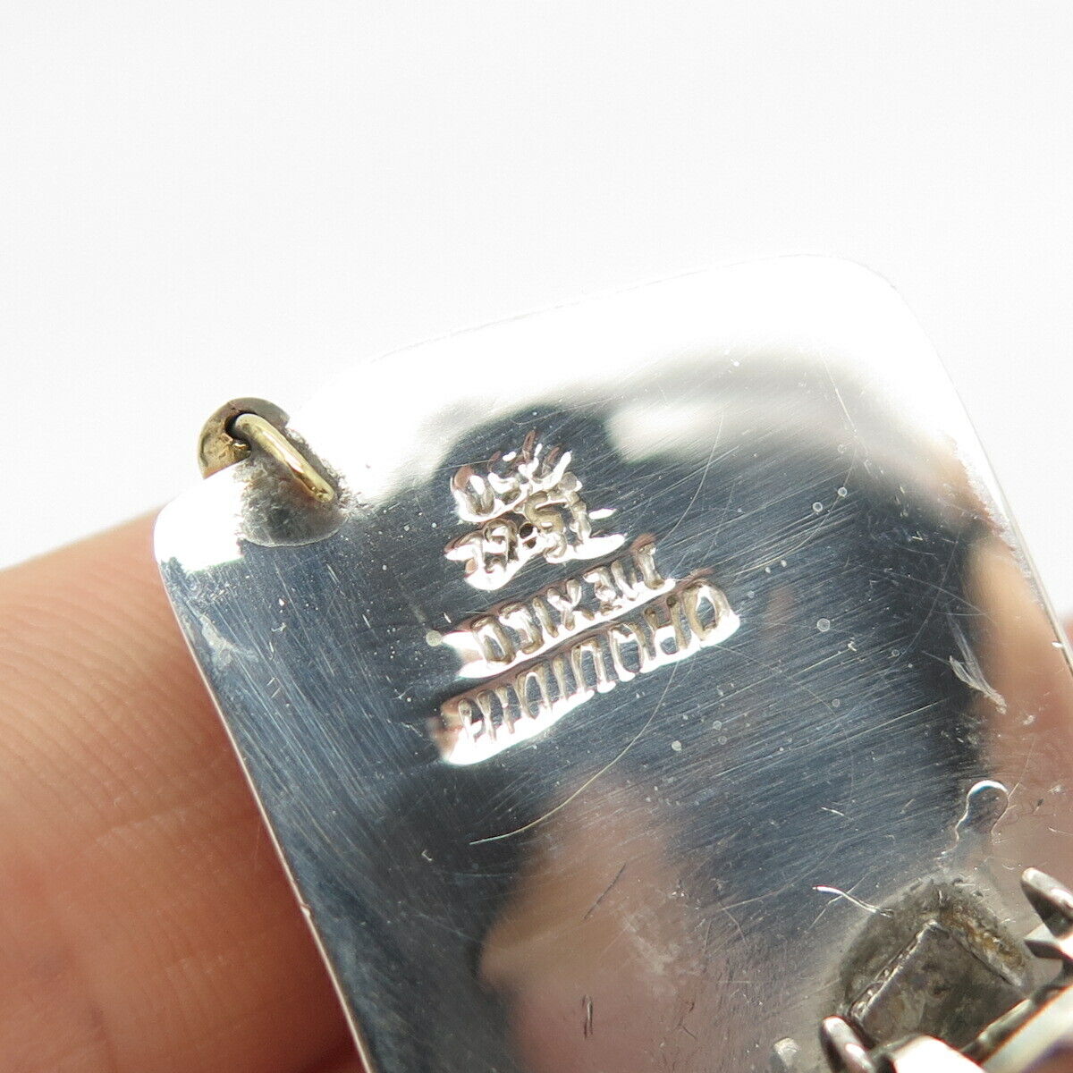 925 Sterling Silver 2-Tone Vintage Mexico Beaded Hollow Clip On Earrings