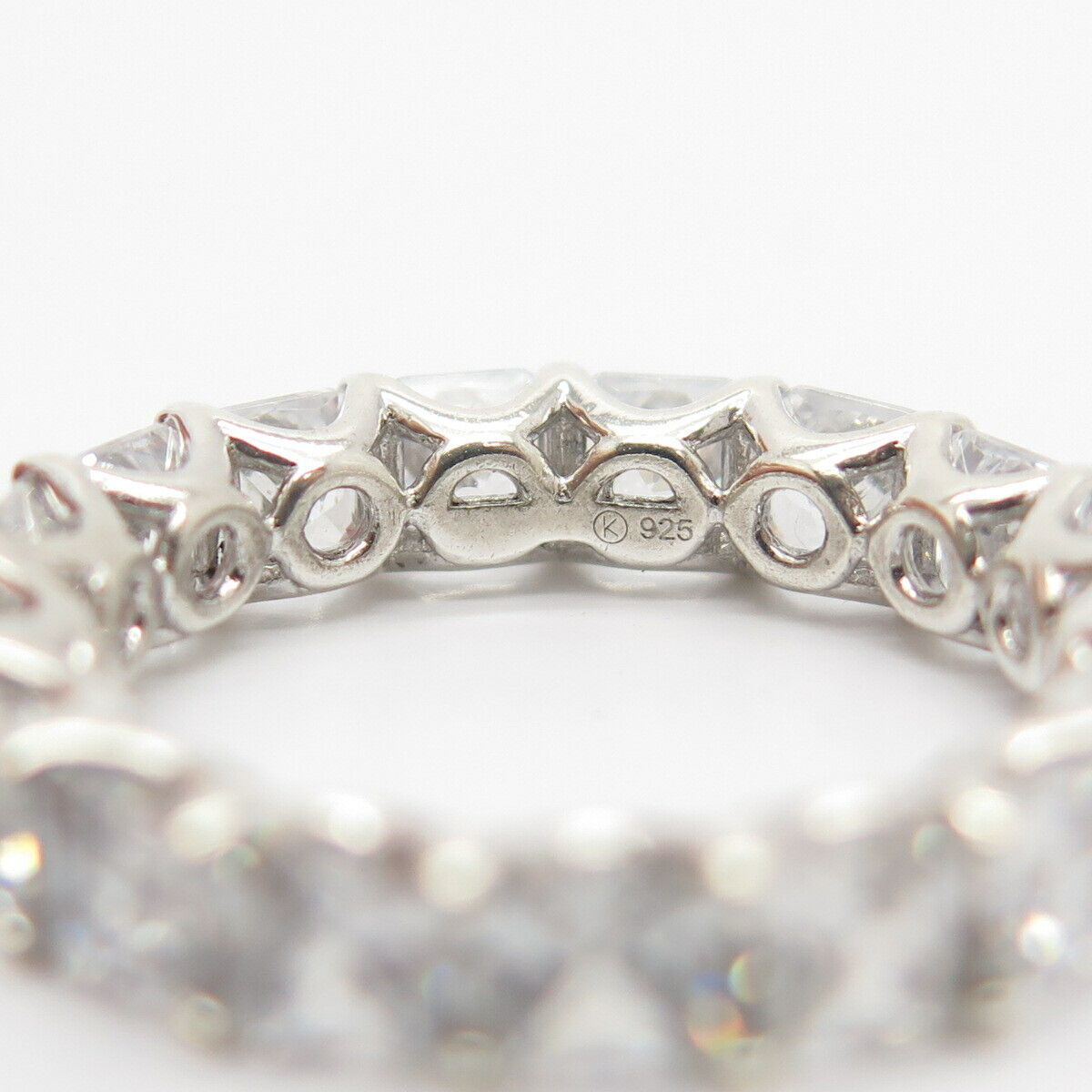 925 Sterling Silver Princess-Cut C Z Band Ring Size 7 1/4