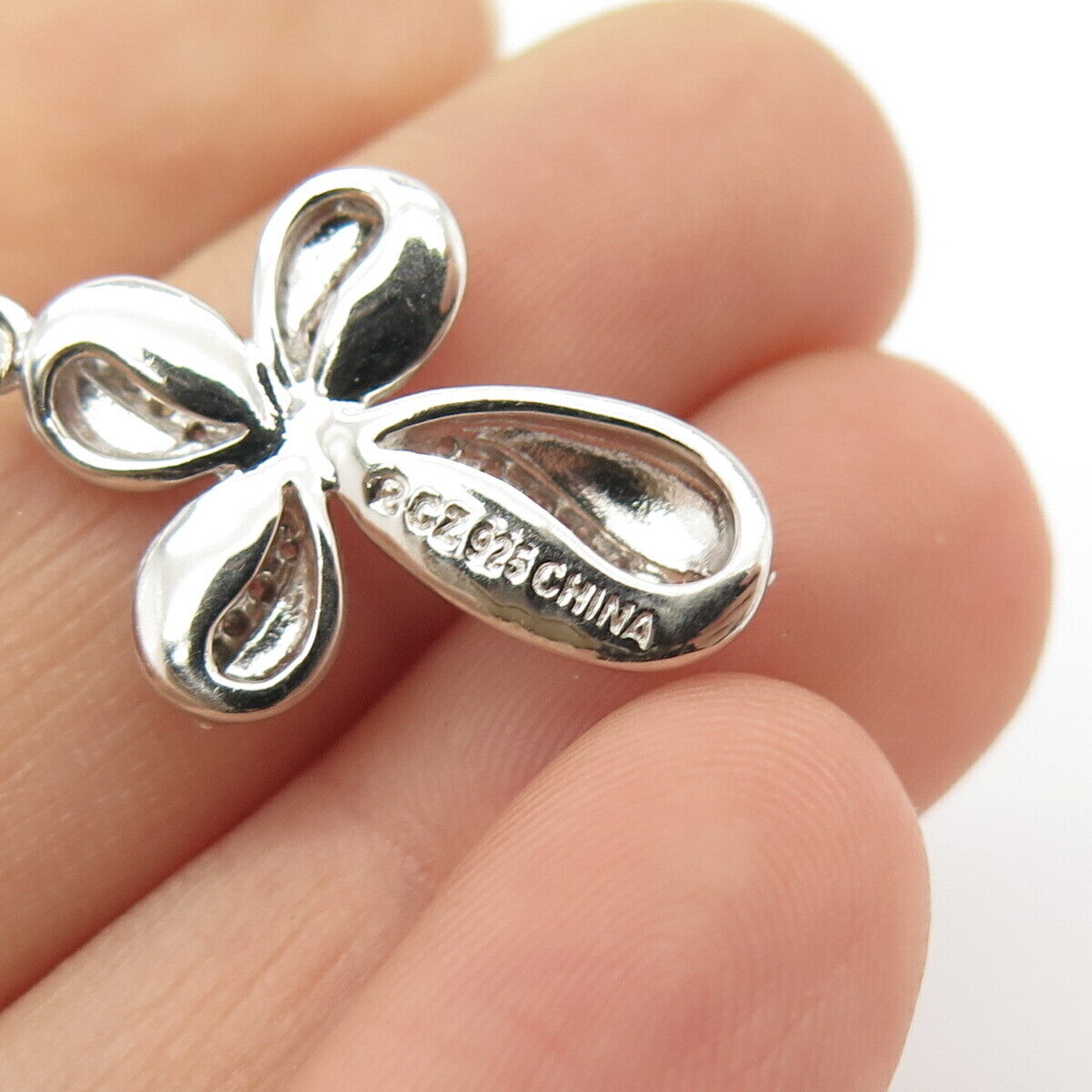 925 Sterling Silver C Z Cross Religious Pendant