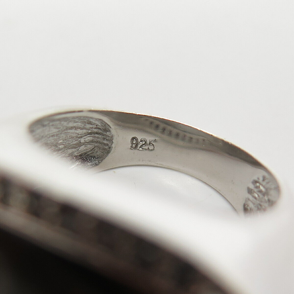 925 Sterling Silver Real Abalone Shell & C Z Ring Size 7