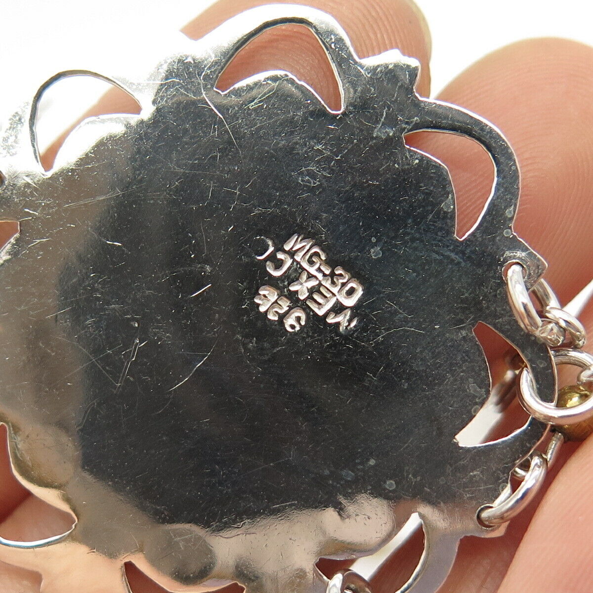 925 Sterling Silver 2-Tone Vintage Mexico Sun / Star/ Shell Dangling Earrings