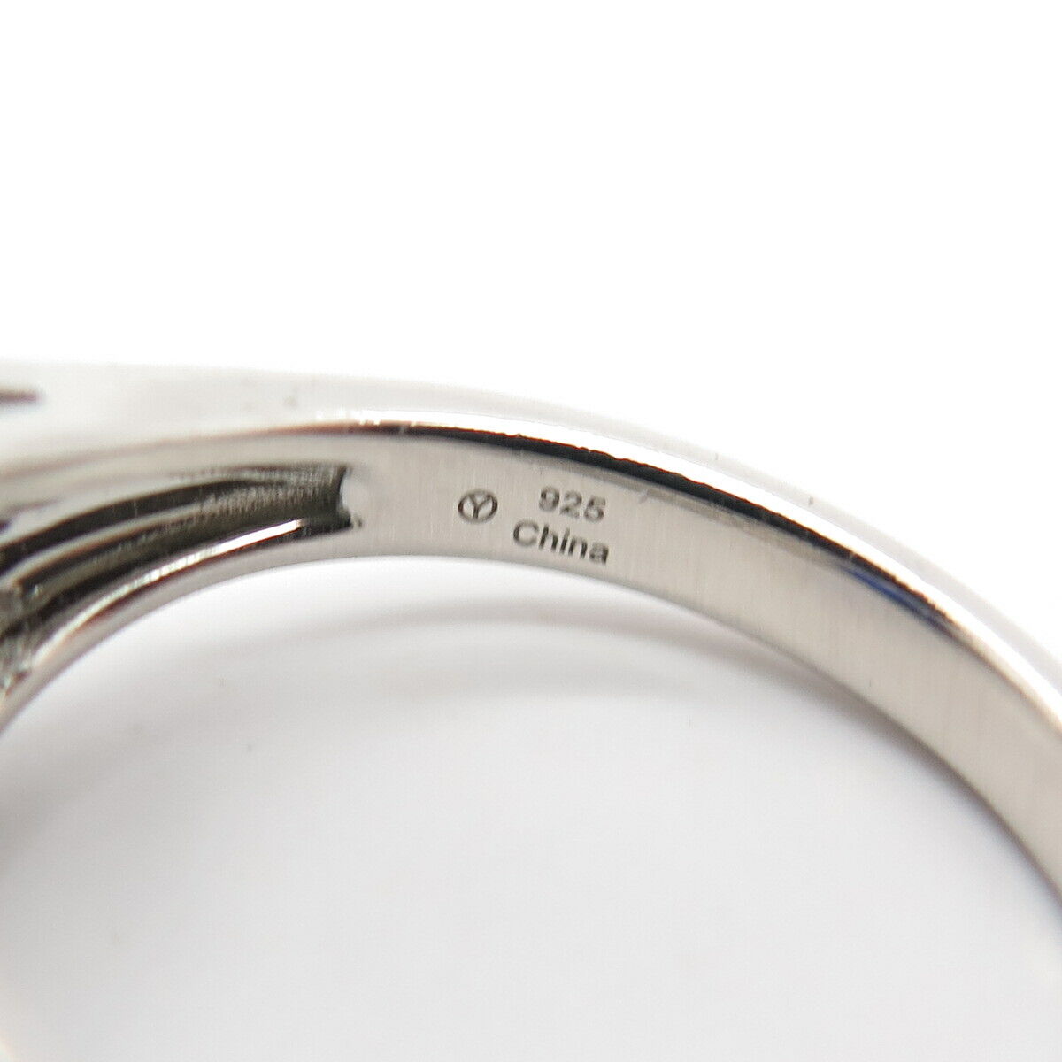 925 Sterling Silver Lab-Created Sapphire Gem Ring Size 7