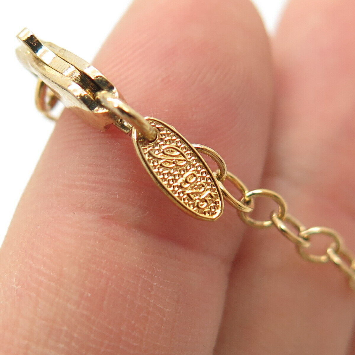 925 Sterling Silver Gold Plated Vintage Amethyst Gem Rolo Chain Necklace 20"