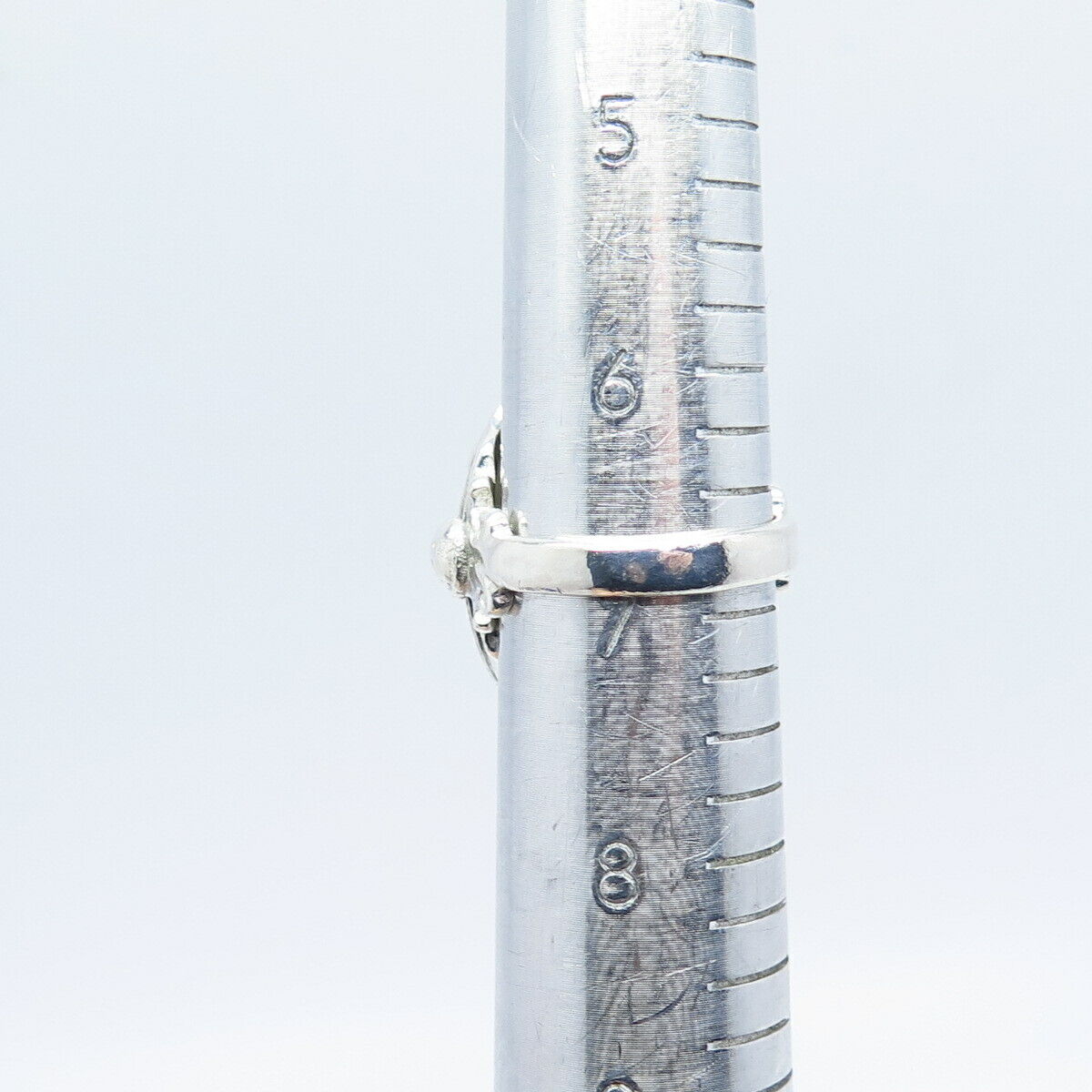 925 Sterling Silver Antique Real Coral Bird Ring Size 6.75