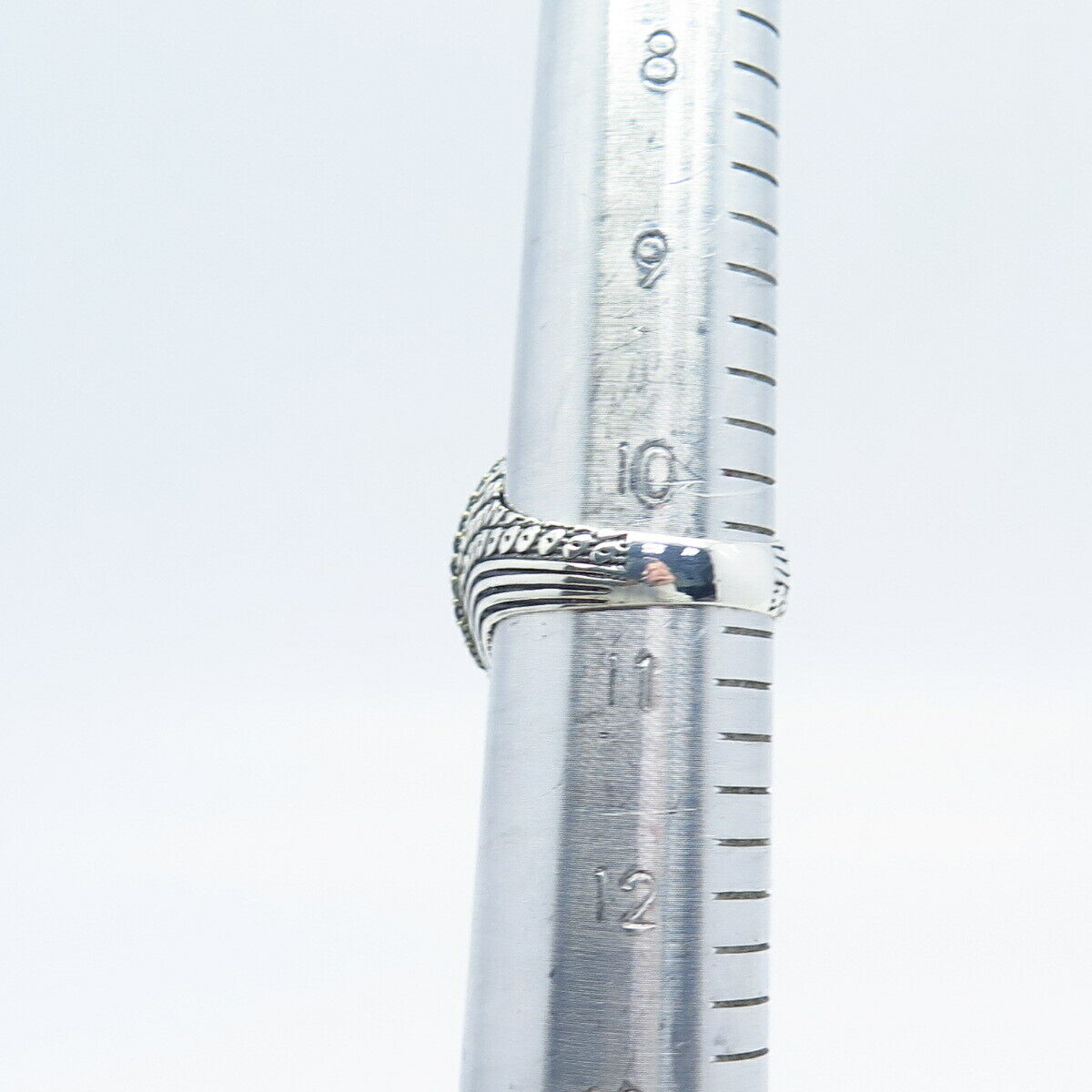 925 Sterling Silver 2-Tone Vintage Melanite Gem & Blue Glass Ring Size 10.25