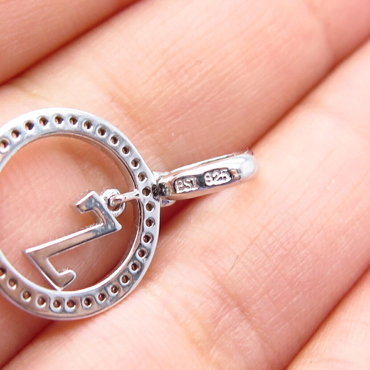 925 Sterling Silver C Z Letter "Z" Initial Pendant