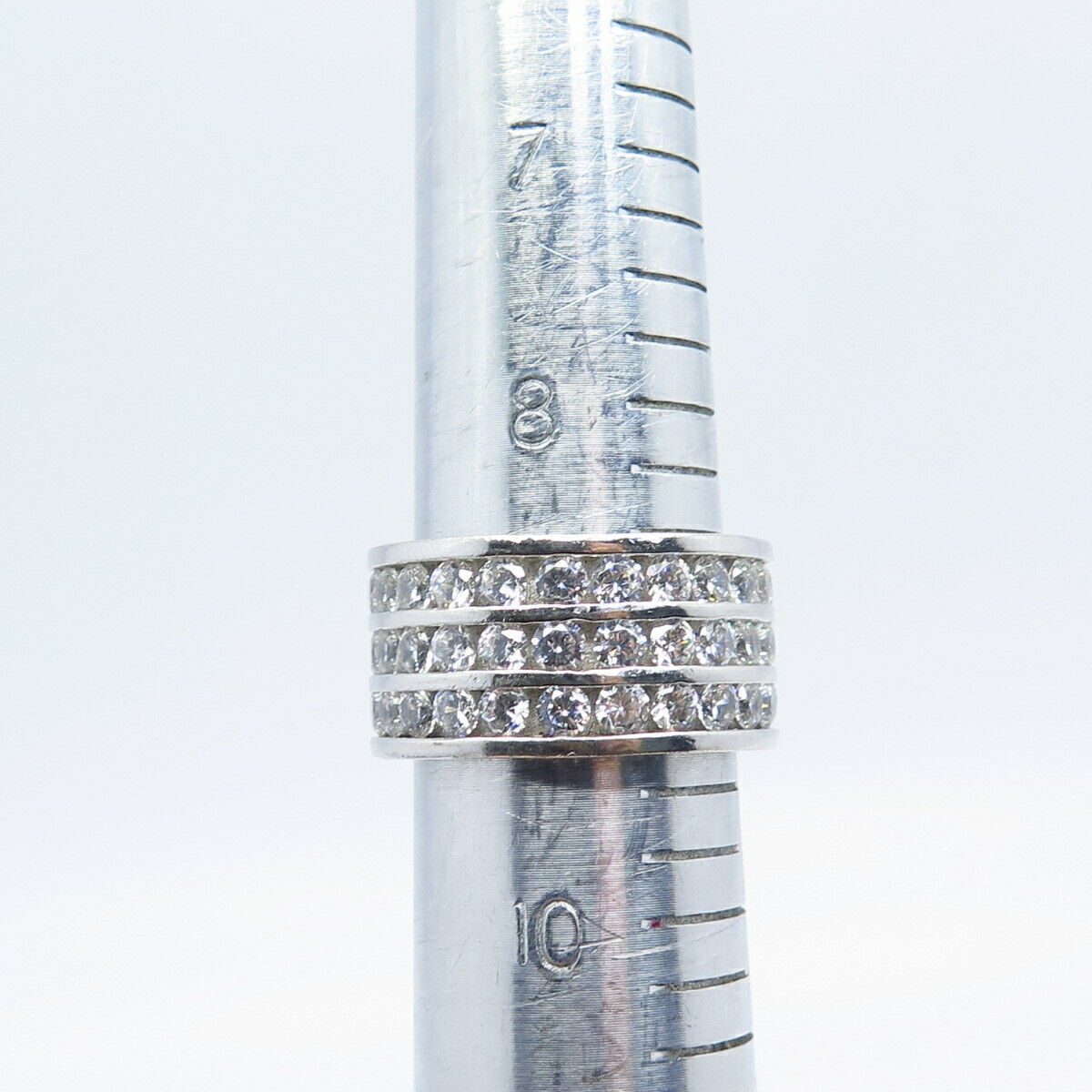 925 Sterling Silver Pave C Z Wide Ring Size 8.5