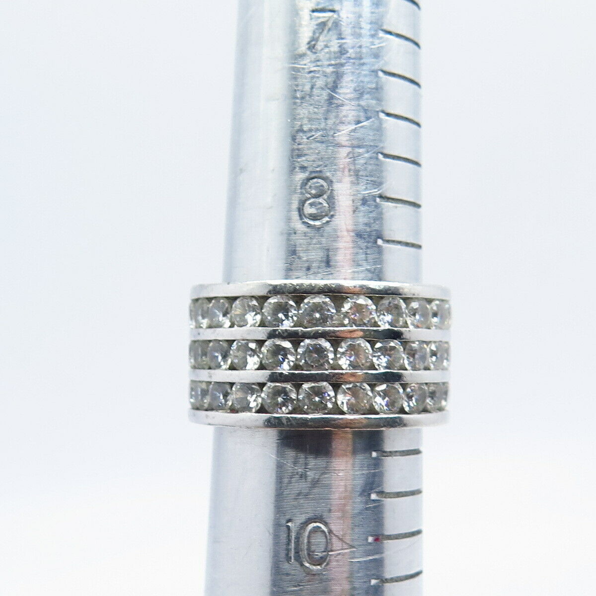 925 Sterling Silver Pave C Z Wide Ring Size 8.5