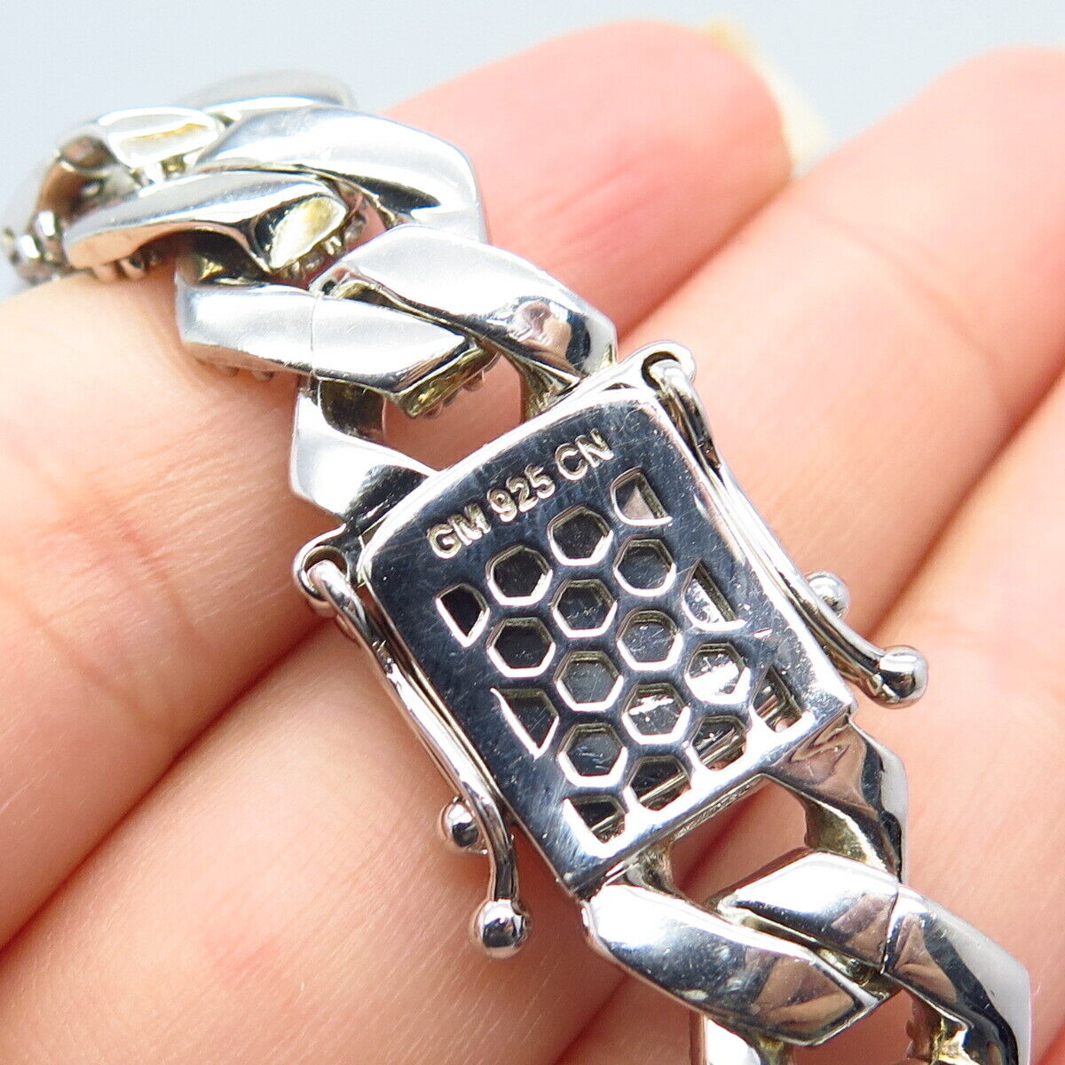 925 Sterling Silver C Z Cuban Chain Necklace 24"