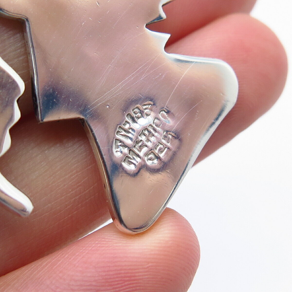 925 Sterling Silver Vintage Mexico Real Malachite Gem Inlay Tribal Pendant