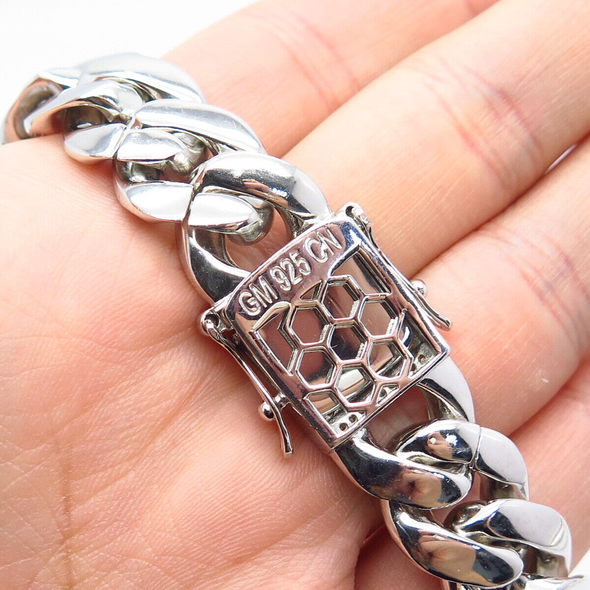 925 Sterling Silver C Z Cuban Chain Necklace 20"