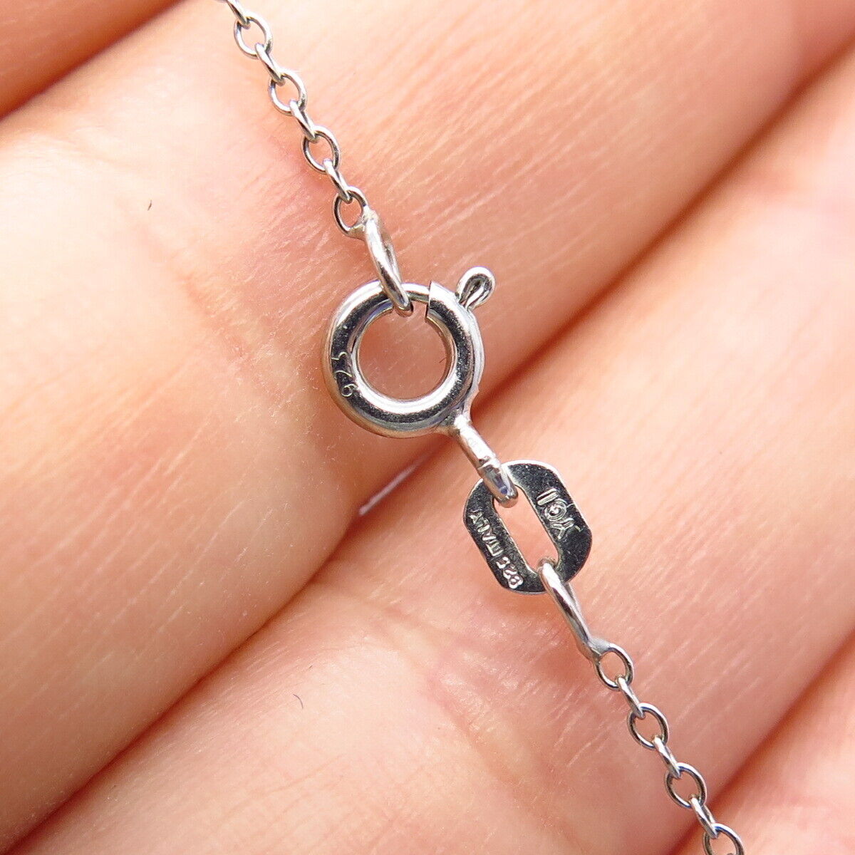 925 Sterling Silver Italy Real Diamond Double Heart Rolo Chain Necklace 19"