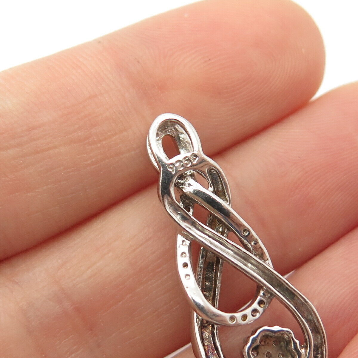 925 Sterling Silver Real Diamond Slide Pendant