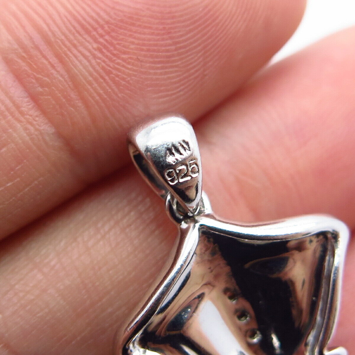 925 Sterling Silver Real Diamond & Enamel Slope Pendant