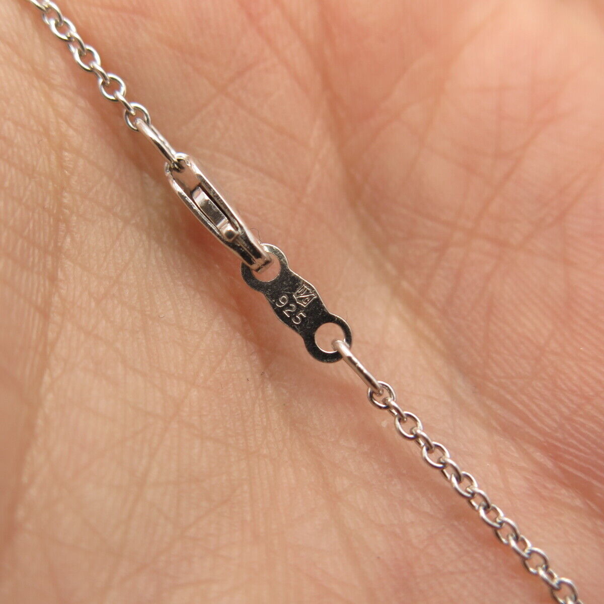 925 Sterling Silver National Chain Group White Diamond Rolo Chain Necklace 18"