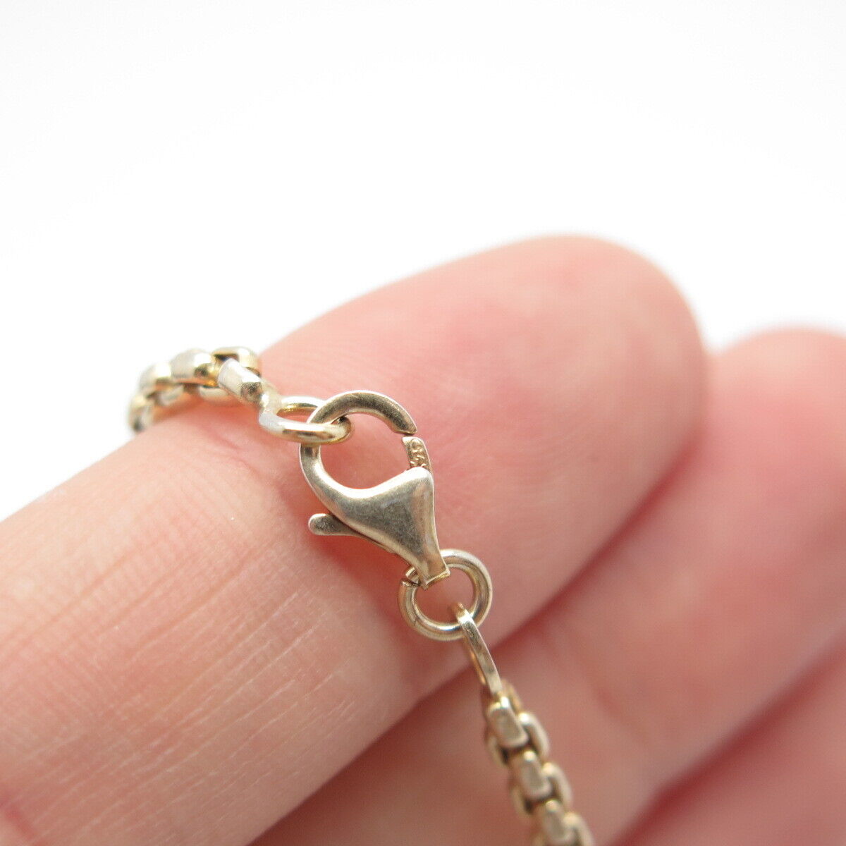 925 Sterling Silver Gold Plated Box Chain Necklace 22”