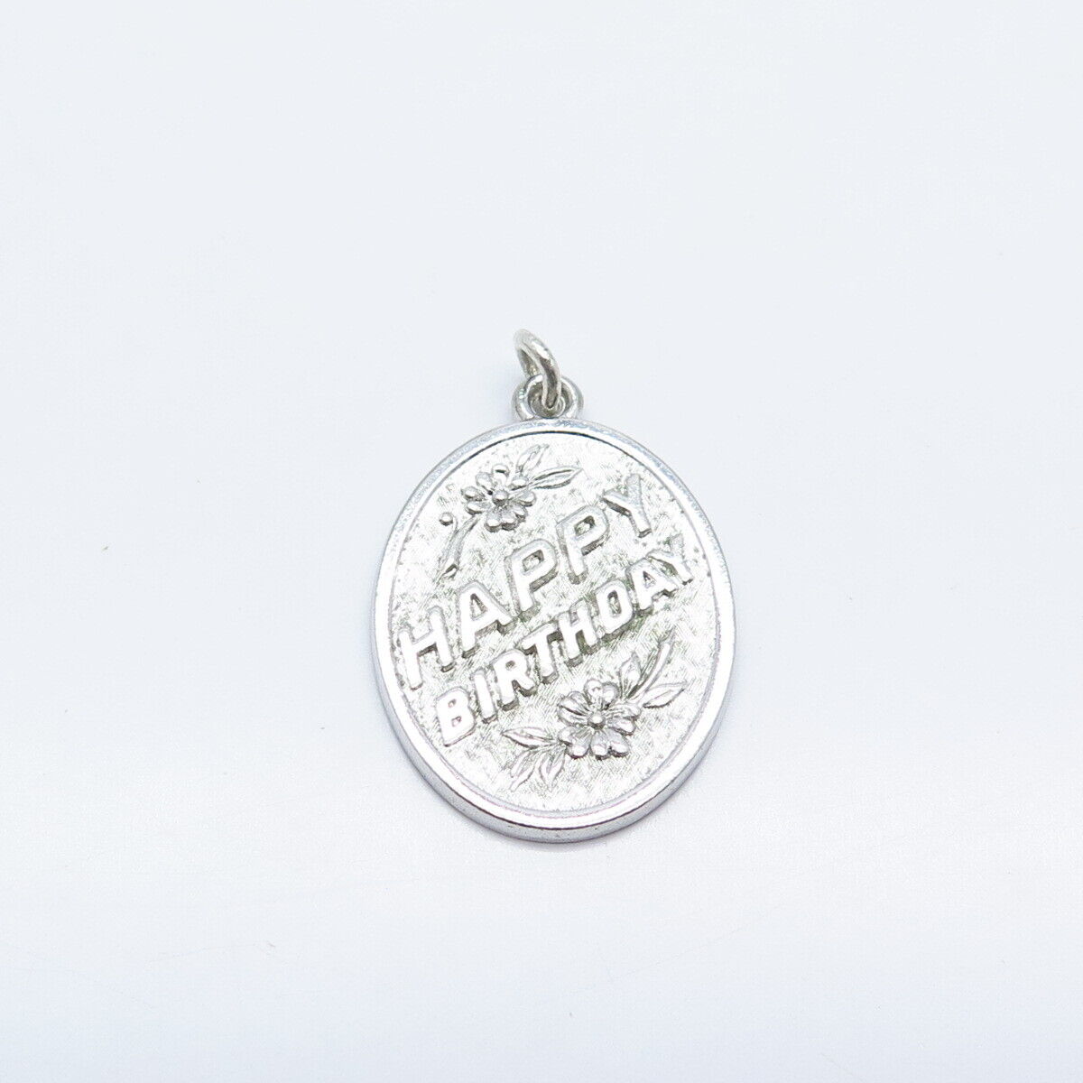 925 Sterling Silver Vintage "Happy Birthday" Floral Pendant