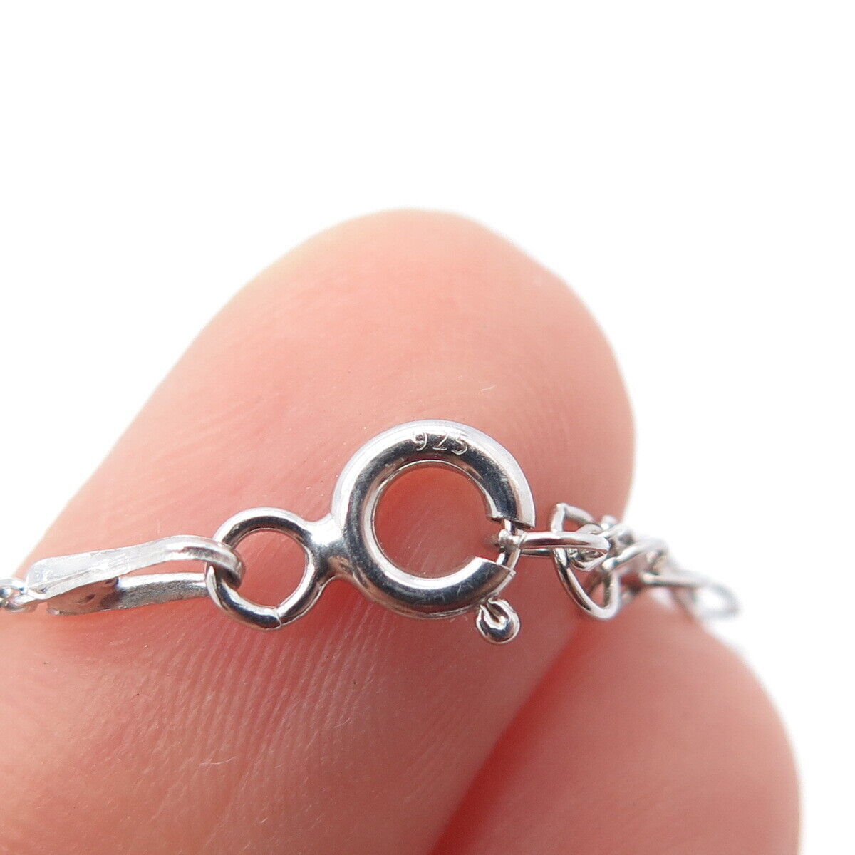 925 Sterling Silver C Z Hamsa Rolo Adjustable Chain Necklace 16-18"