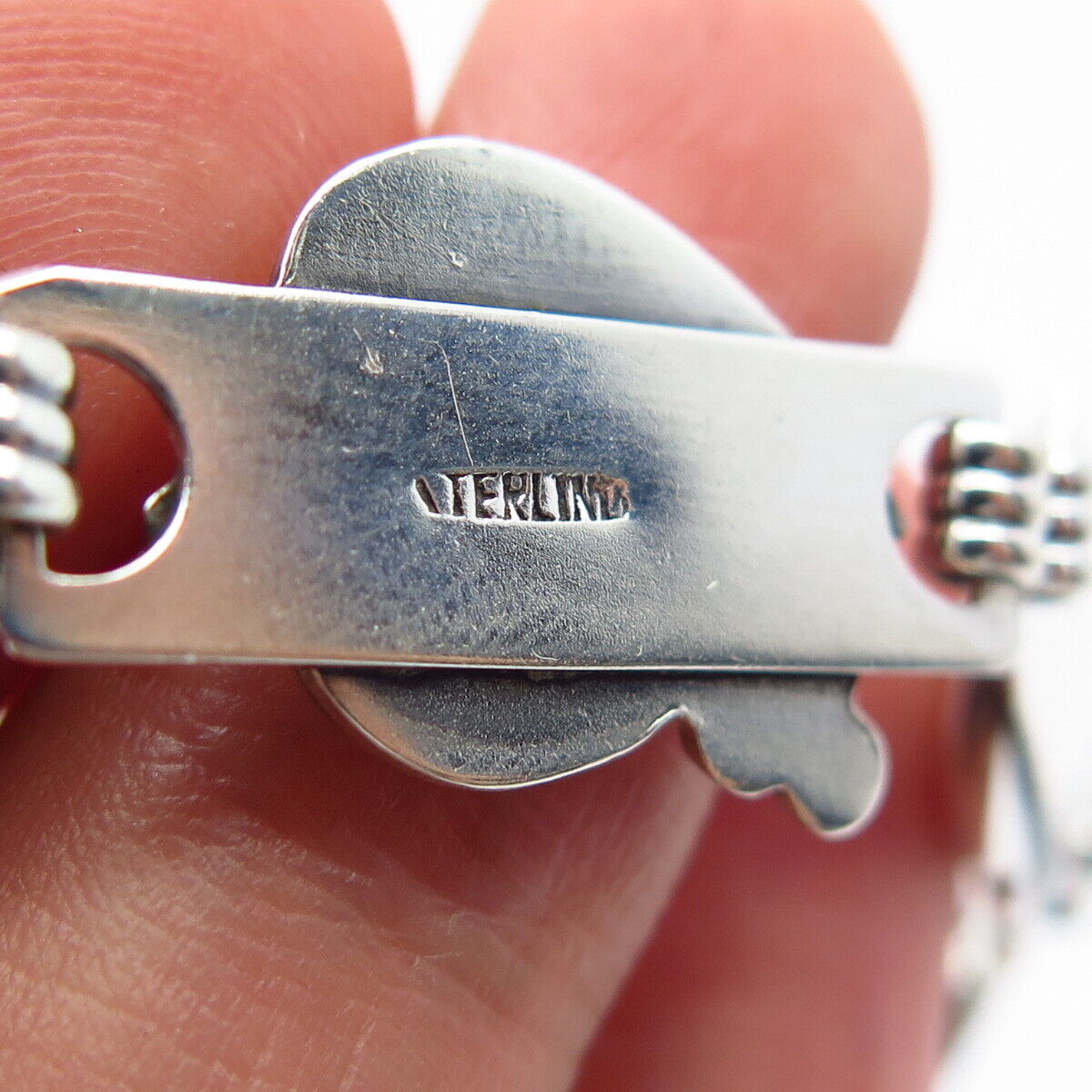 925 Sterling Silver Vintage Leaf Panel Link Chain Necklace 15"