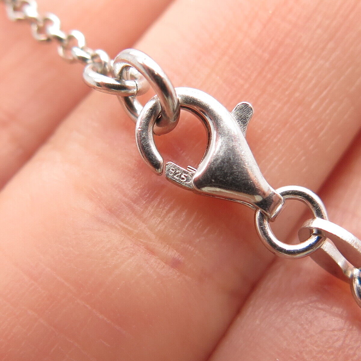 925 Sterling Silver Ornate Heart Rolo Chain Necklace 18"