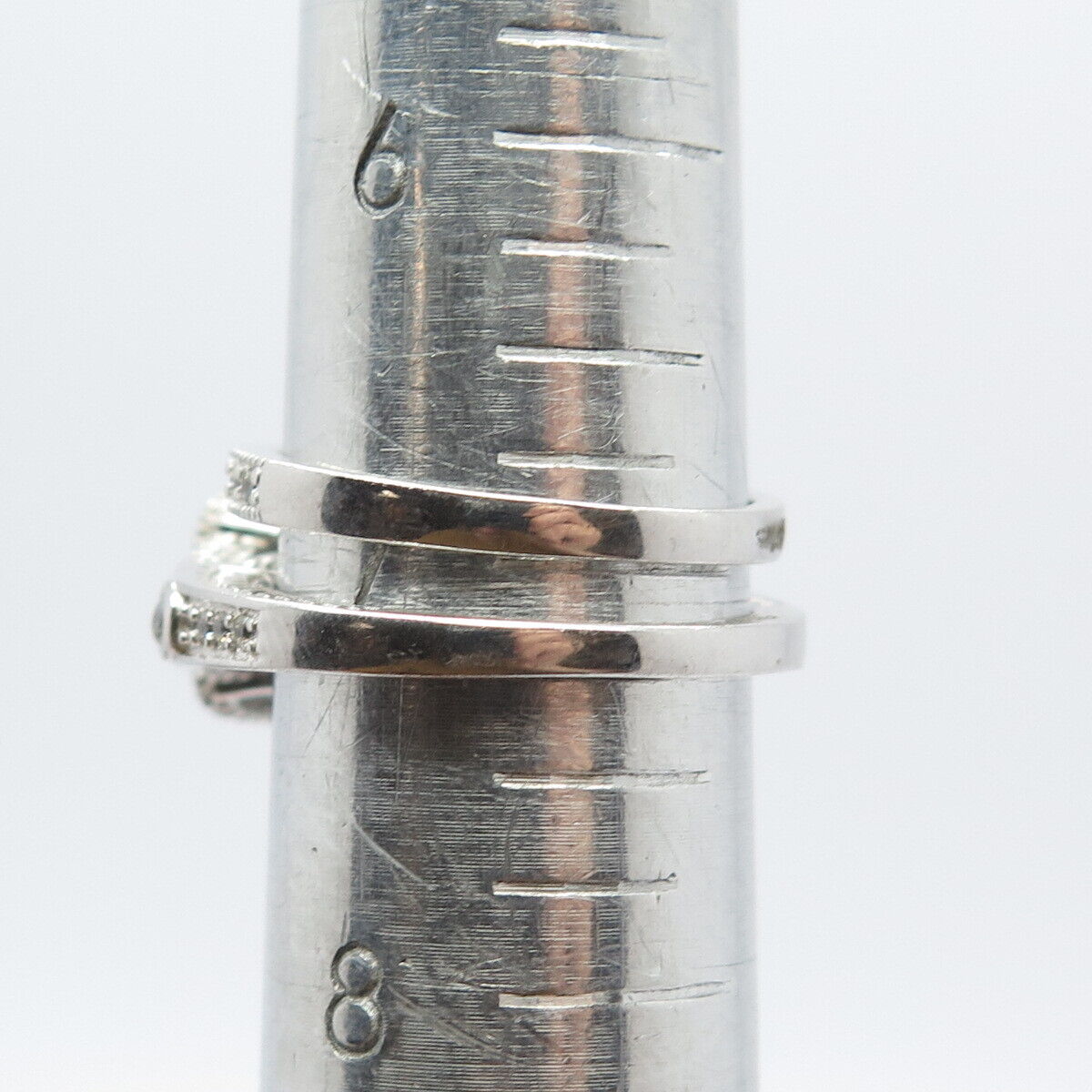 925 Sterling Silver C Z Set of Two Stackable Ring Size 7.25