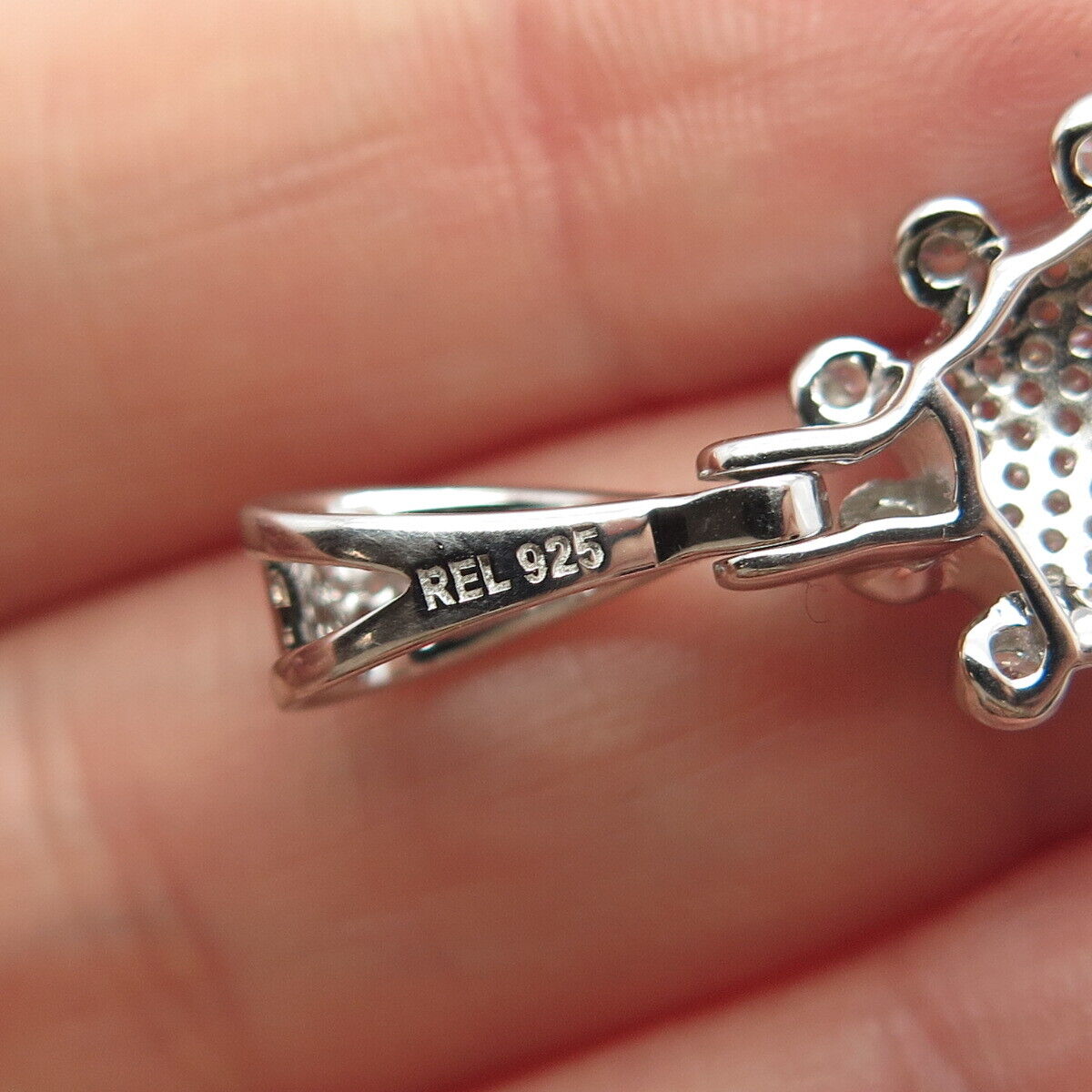 925 Sterling Silver REL C Z Letter "X" & Crown Initial Pendant