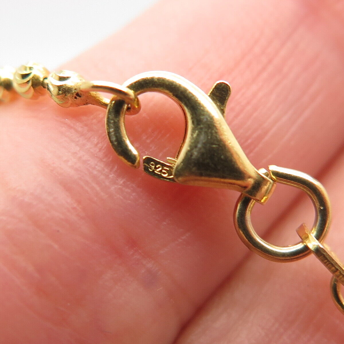 925 Sterling Silver Gold Plated C Z Panther Ball Chain Necklace 12"